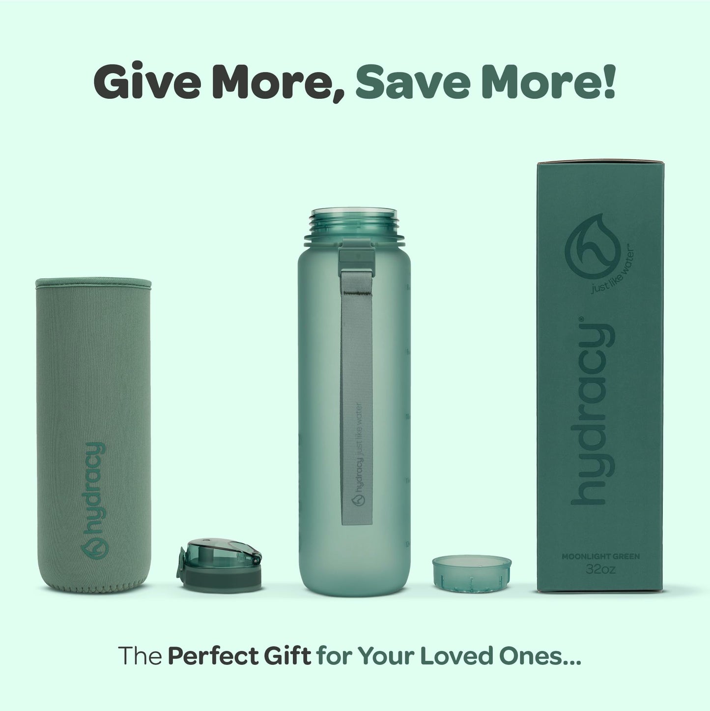 Hydracy Water Bottle with Time Marker -Large 32 oz BPA Free Bottle & No Sweat Sleeve -Leak Proof Gym Bottle with Fruit Infuser Strainer & Times to Drink -Ideal Gift for Fitness Sports & Outdoors