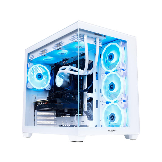 MLOONG X-Dragon Gaming PC Desktop, AMD Ryzen 7 7700 8 core 3.8GHz(up to 5.3GHz), GeForce RTX 5060Ti 8GB, 32GB DDR5 RAM 6000MHz, 1TB NVME SSD, 600W PSU, Windows 11 Home, WiFi, White