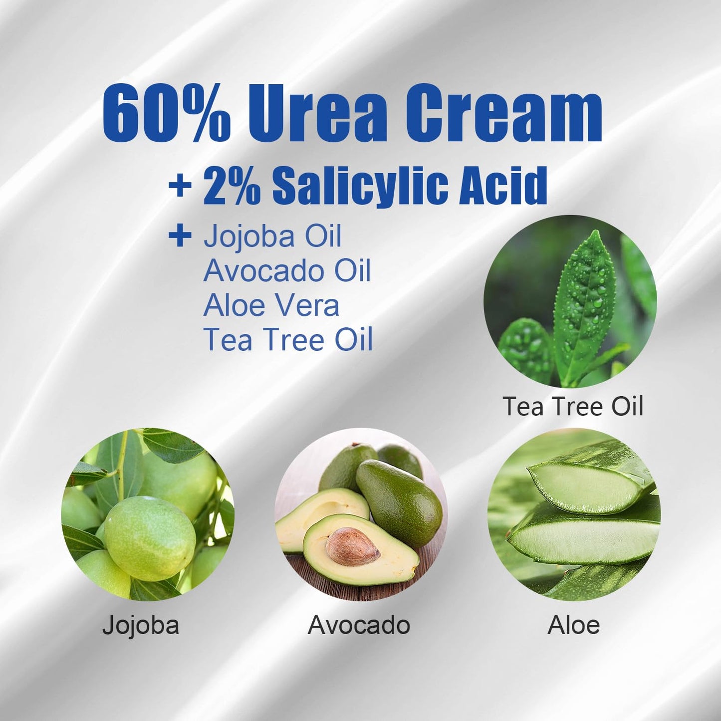 Urea Cream 60% plus 2% Salicylic Acid for Feet Maximum Strength - Lotion For Dry & Cracked Feet Elbows Knees Heels Hands, Hydrates Foot Care for Softening, Callus Remover 10.1oz (60%, 300ml)