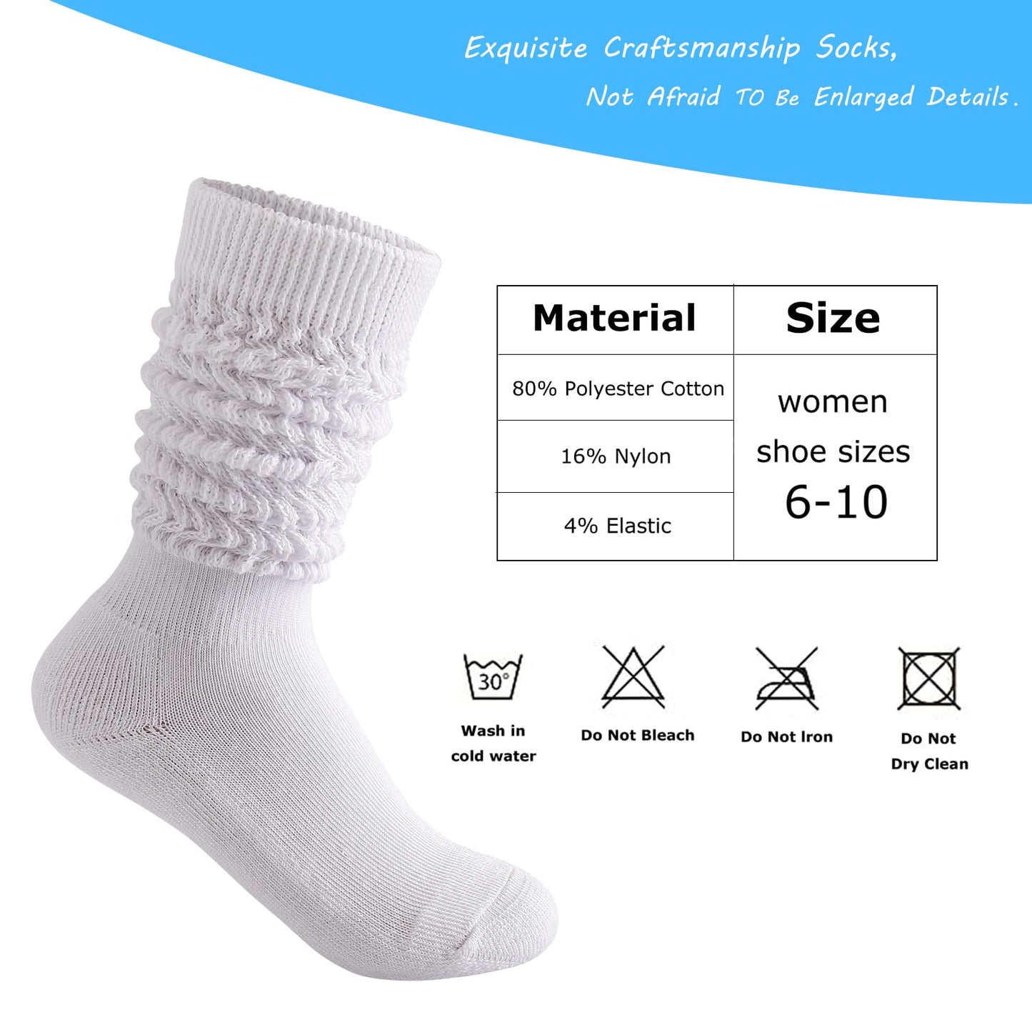 Amcdrms Slouch Socks for Women, Soft Scrunch Socks for Girls and Student, Fall Winter Slouchy Socks Knee Highs 2 Pairs Pack