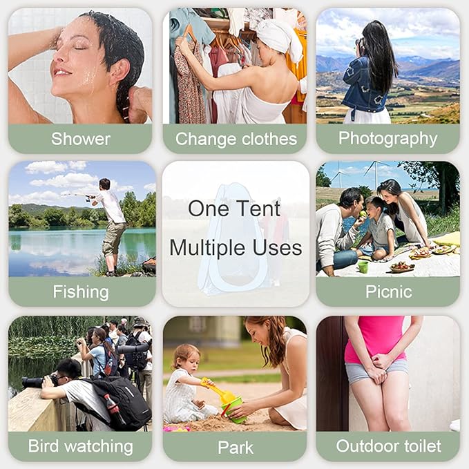 1-2 Person Portable Pop Up Shower Privacy Shelter Tents with 3 Windows, Waterproof Anti-UV Picnic Camping Fishing Shelter Tent, Outdoor Dressing Room Beach Isolation Sun Shelter (Camouflage)