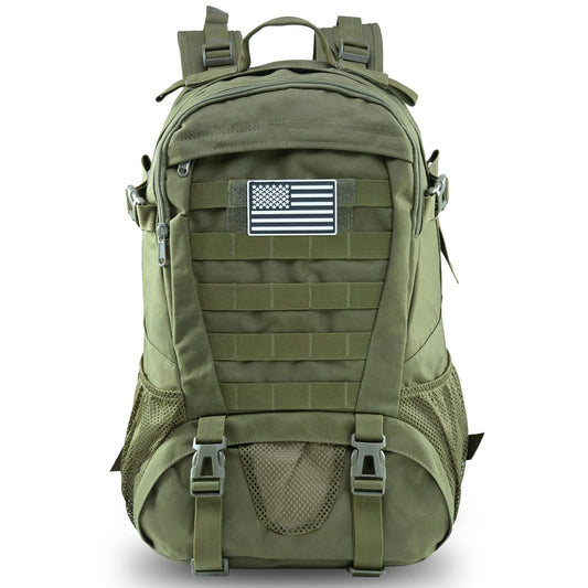 Jueachy Tactical Backpack for Men Hiking Day Pack Molle Military Rucksack Waterproof 30L EDC Bag with USA Flag Patch Green