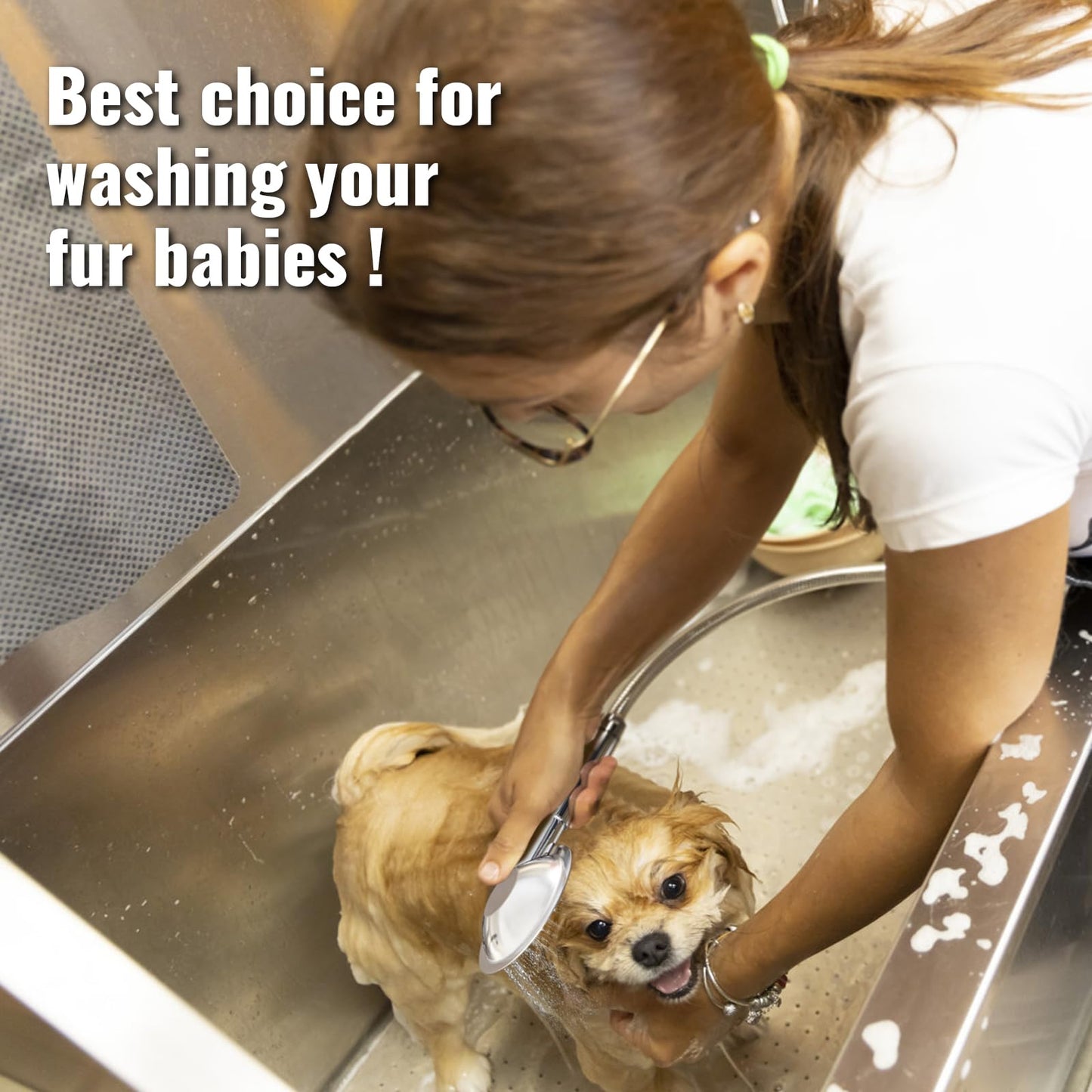 Professional Dog Washing Station 50" w/Integrated Ramp for Home, Stainless Steel Bathing Station for Large, Medium & Small Pet Dog Grooming Tub with Door, Storage Drawer