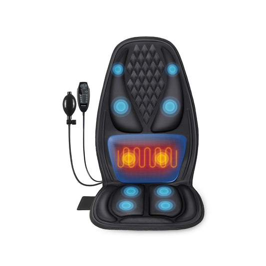 Back Massager with Heat, Massage Seat Cushion with 3D Lumbar Traction, 10 Vibrating Motors Massager Chair Pad for Full Body Pain Relief, and Home Use