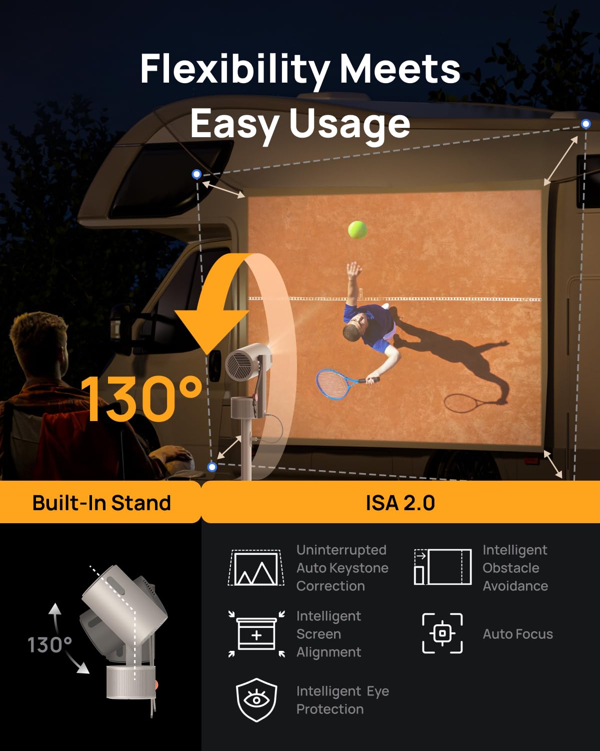 XGIMI MoGo 3 Pro NEW Portable Projector, Google TV with Licensed Netflix, Build-in Adjustable Stand, Mini Projector Supports Power Banks, 450 ISO Lumens, ISA 2.0, 2 x 5W Harman Kardon