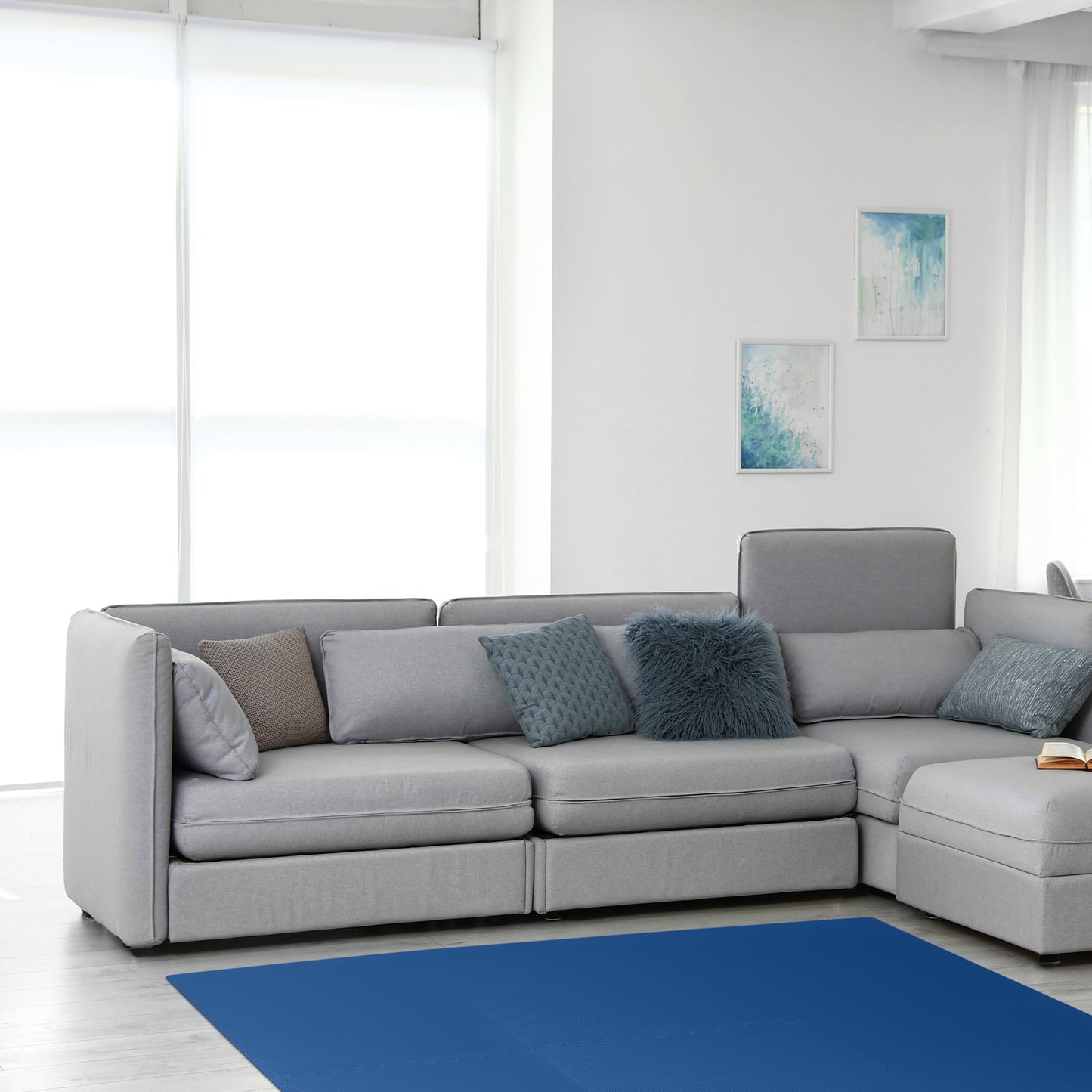 We Sell Mats 1/2 Inch Thickness Multipurpose EVA Foam Floor Tiles, Interlocking Floor Mat for Indoor Gym and Home Use, 24 in x 24 in, Blue, 100 Square Feet (25 Tiles)