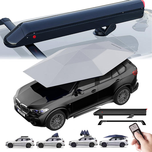 aigahealzhou Automatic Car Umbrella Tent, Upgrade Car Parasol Tent with Storage Box/Roof Rails, 5000mAh Battery, Remote Control, UV Protection Parasol Tent, 3800 * 2800MM,Grey