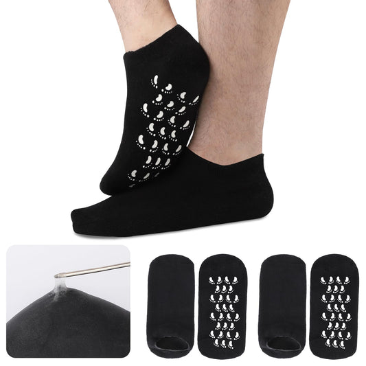 Aluroice Silicone Moisturizing Socks for Men - 2 Pairs Soft Foot Care Socks - Large Size Feet Moisturizing Socks for Dry Cracked Feet (Size M)