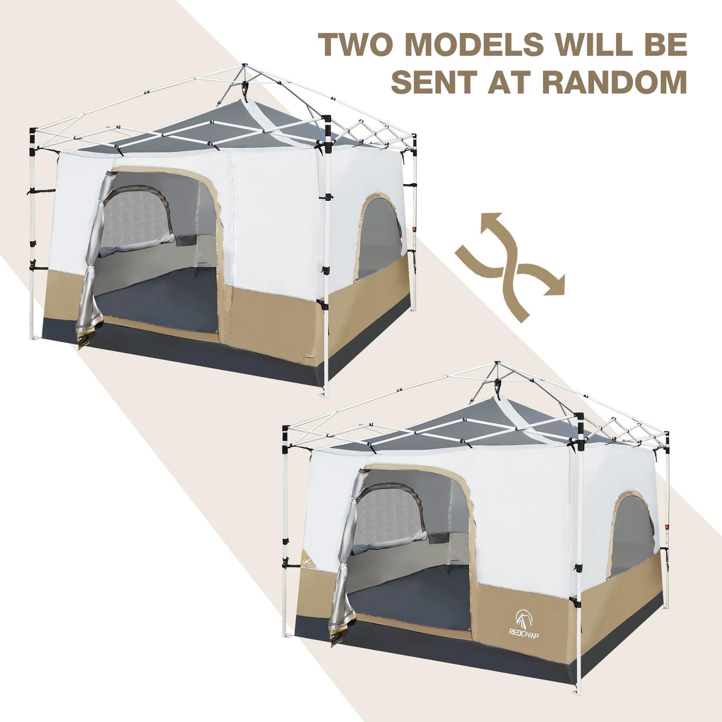 REDCAMP Canopy Camping Tent for Pop Up Canopy Tent, Inner Tent with Mesh Window, Converts Straight Leg 10'x10' or 10'x20' Canopy into Camping Tent, Fits 4-6 Person, Khaki(Frame/Shelter NOT Included)
