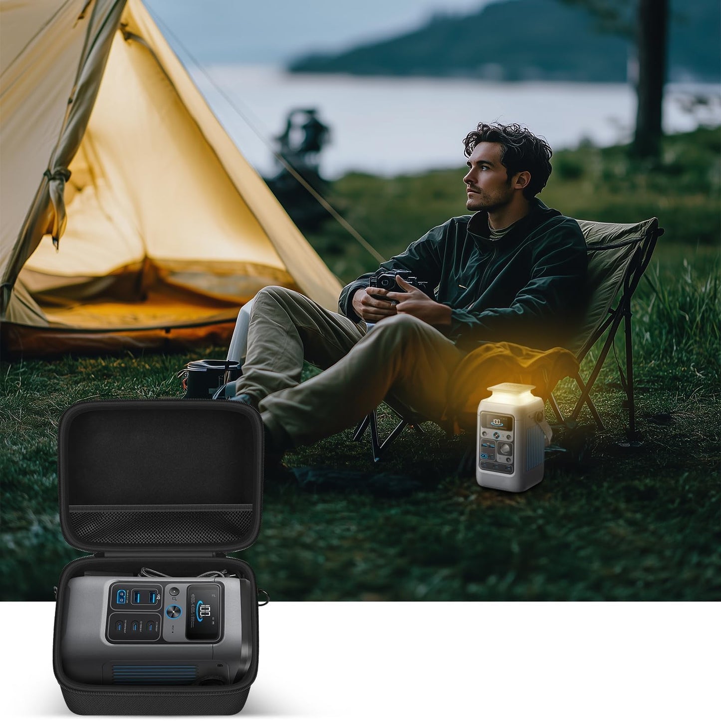ANKHOH Power Bank Case for Anker SOLIX C200 DC, for SOLIX C300 DC Solar Power Station, Generator Charger Battery Storage Holder Protector Cover for Outdoor Camping, Traveling (Box Only)