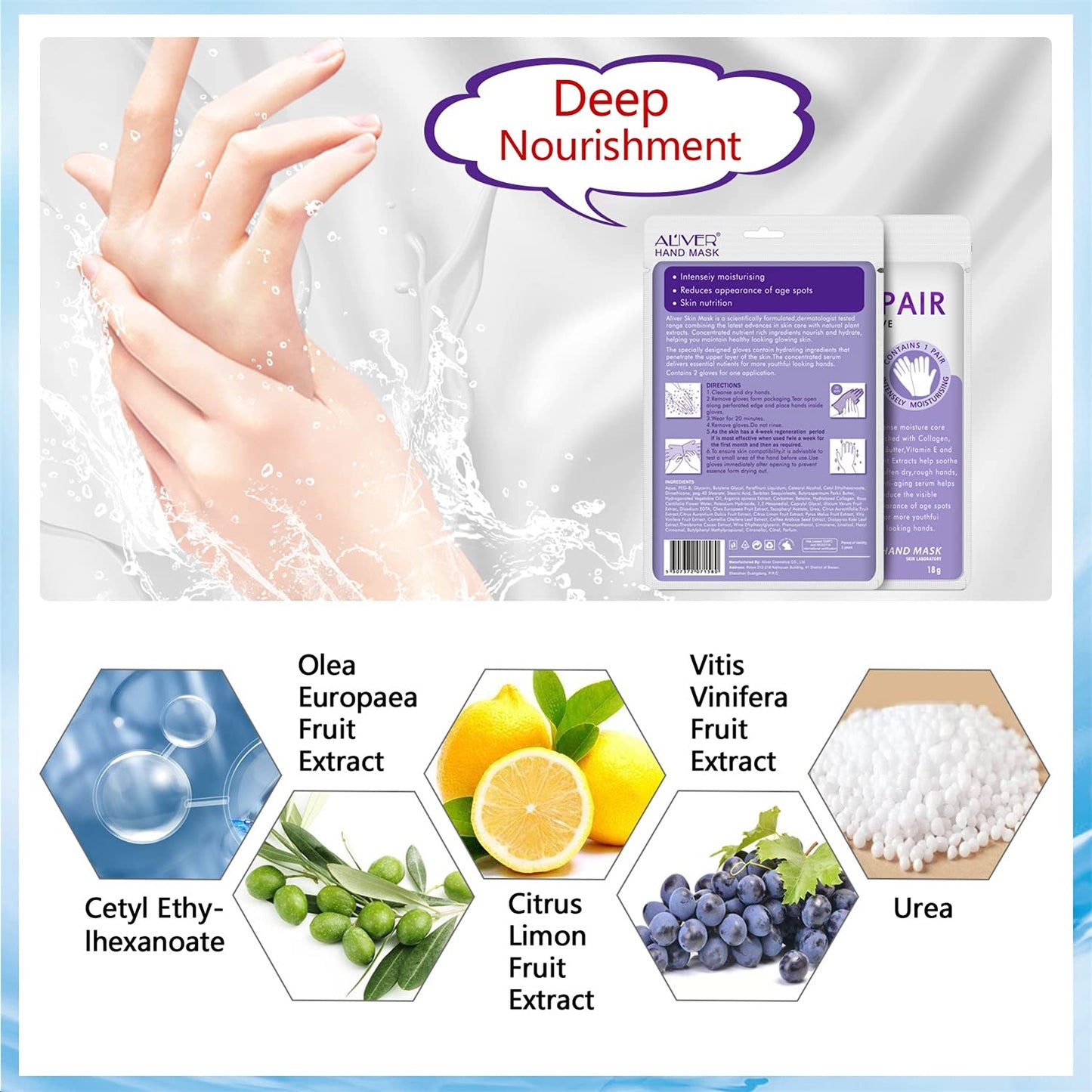 AIQIUSHA 4 Pack Hands Moisturizing Gloves, Hand Spa Mask Infused Collagen, Serum + Vitamins + Natural Plant Extracts for Dry, Cracked Hands, Moisturizer Hands Mask, Repair Rough Skin for Women&Men