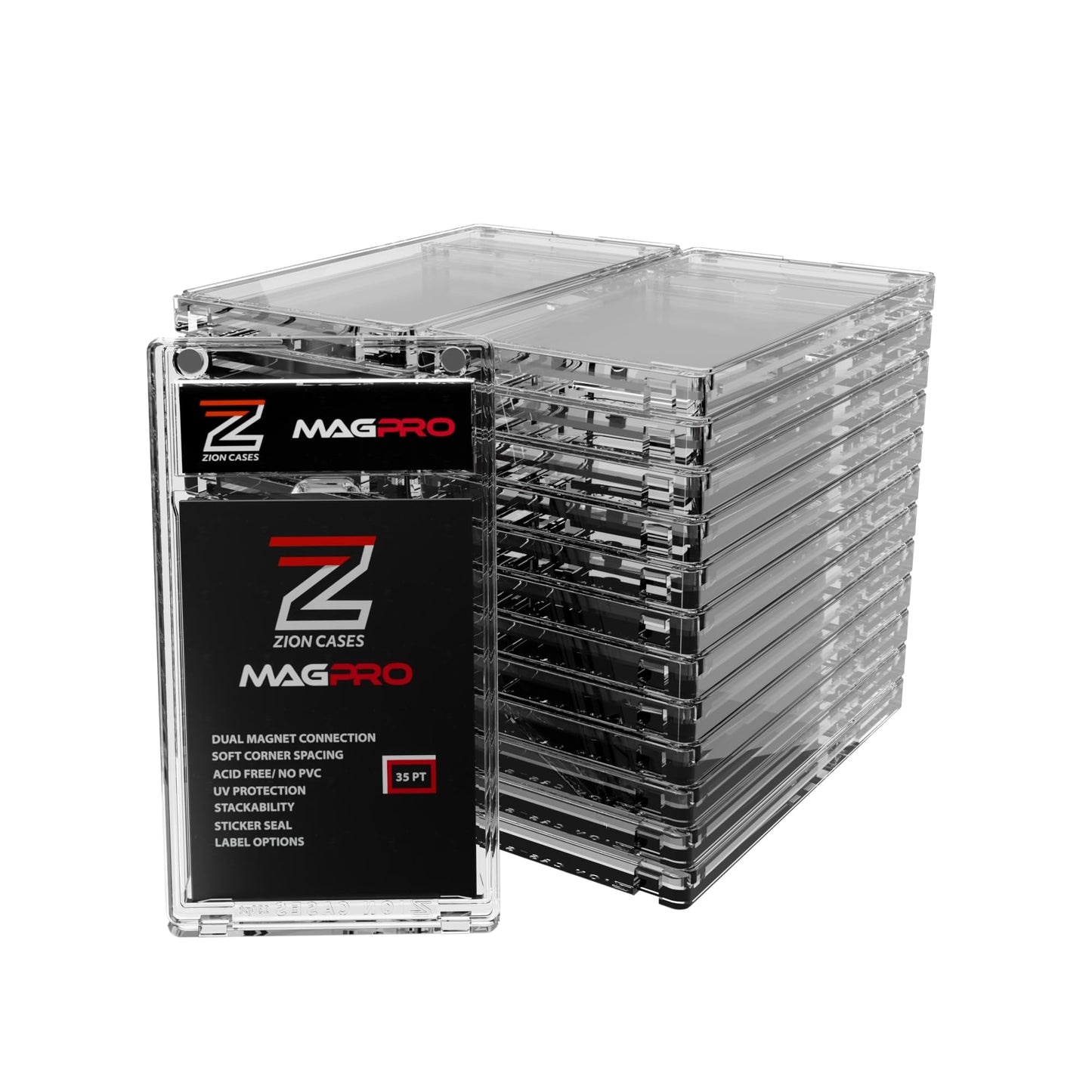 Zion Cases MagPro 35PT Magnetic Card Holder; Duel Magnet Card Case for Secure Holding Strength to Guard Against Unintentional Openings; includes 25 Magnetic Trading Card Case; (25 Pack)