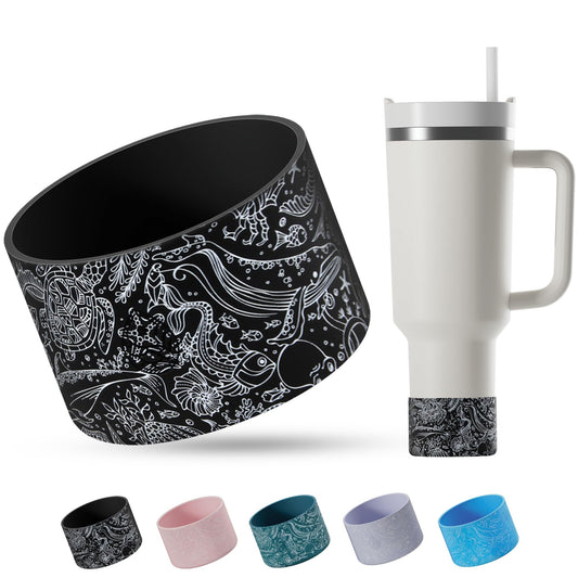 REUZBL Ocean Life Silicone Bottle Boot Sleeve for Stanley Tumblers 20-40oz, Hydro Flask Tumblers, Simple Modern Tumblers, Iron Flask Similar, Owala Tumblers, Tumbler Water Bottle Accessory