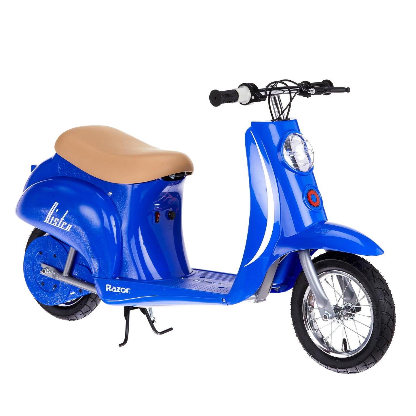 Razor Pocket Mod Miniature Euro 24V Electric Kids Ride on Retro Moped Scooter, Speeds Up to 15 Mph and 10 Mile Range, Ages 13+, Blue