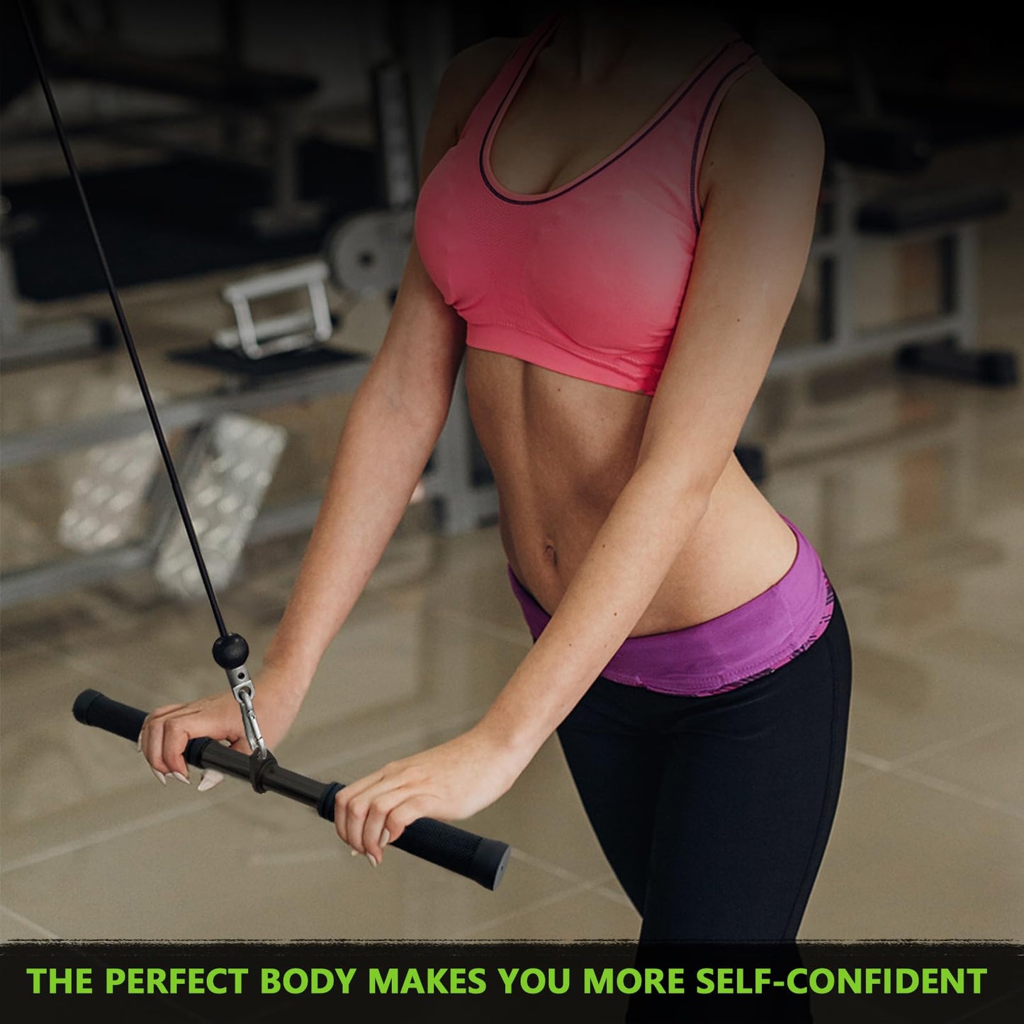 Cable Attachments for Gym Set Tricep Pull Down Rope and Double D Row Handle and V Bar and Rotating Straight Bar with 2pcs 304 Stainless Steel Carabiner
