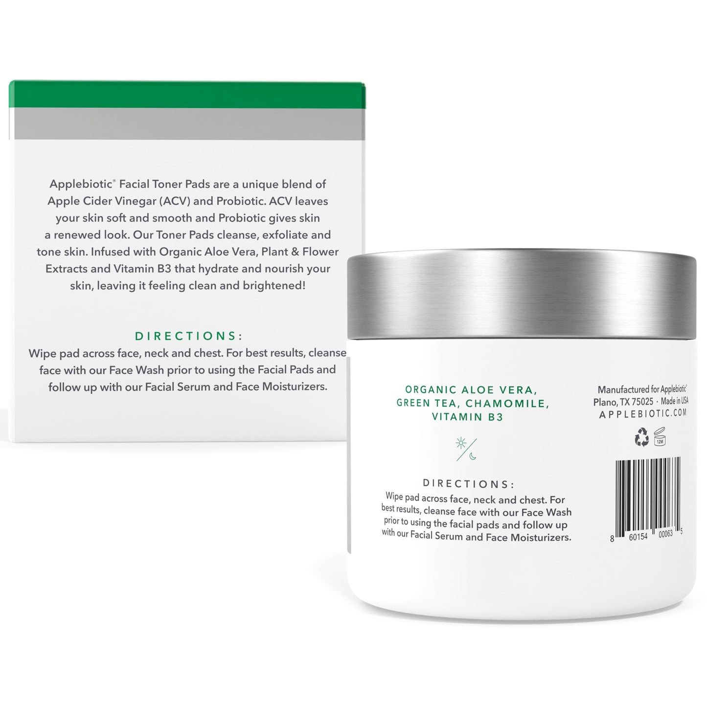 AppleBiotic Skincare Bundle - Face Wash, Toner Pads, Face Serum, Eye Cream, Day Cream