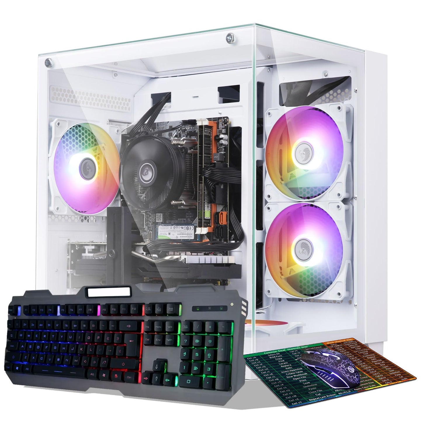 Prebuilt Gaming PC Desktop Computer,Intel Core i7 Desktop,Operating at A Frequency of 3.4-3.9 GHz,RX590 Graphics Card with 8GB GDDR5 Video Memory,16GB RAM, 1TB NVME SSD,WiFi 5.0,RGB Fan x4