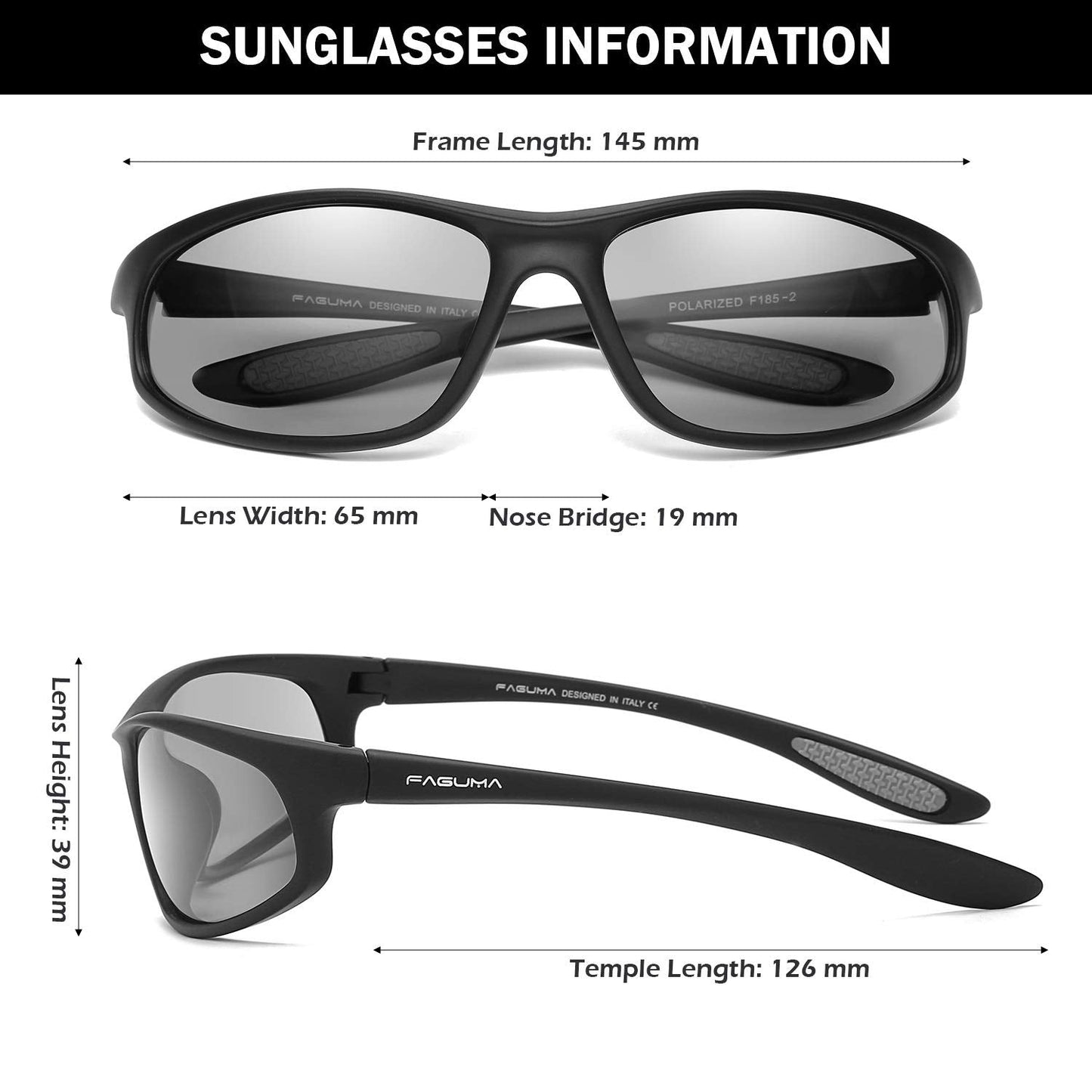 FAGUMA Polarized Sports Sunglasses For Men Cycling Driving Fishing 100% UV Protection