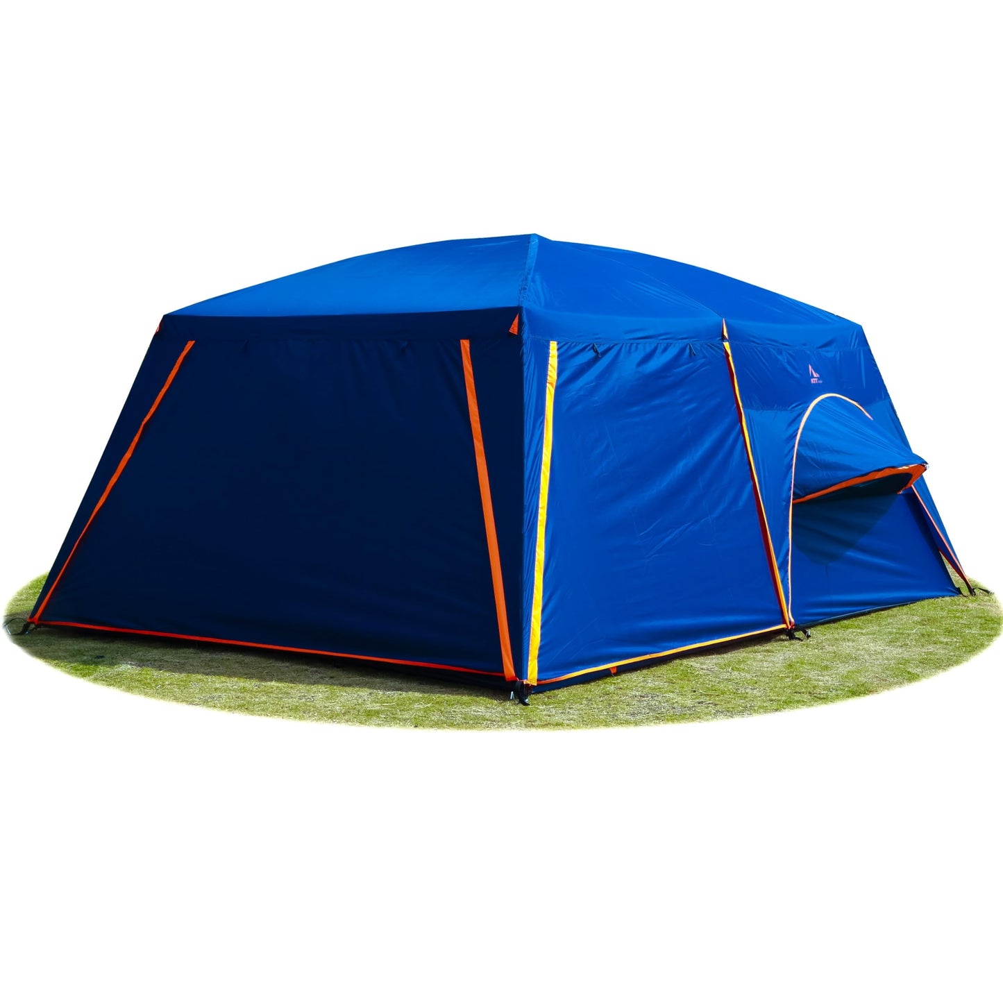 KTT Extra Large Tent 12 Person,14'Lx10'Wx7'H,Family Cabin Tents,Full Rainly,2 Rooms,2 Bay-Windows and 3 Doors 3 Windows with Mesh,Waterproof,Straight Wall,Big Tent for Outdoor,Picnic,Camping(Brown)