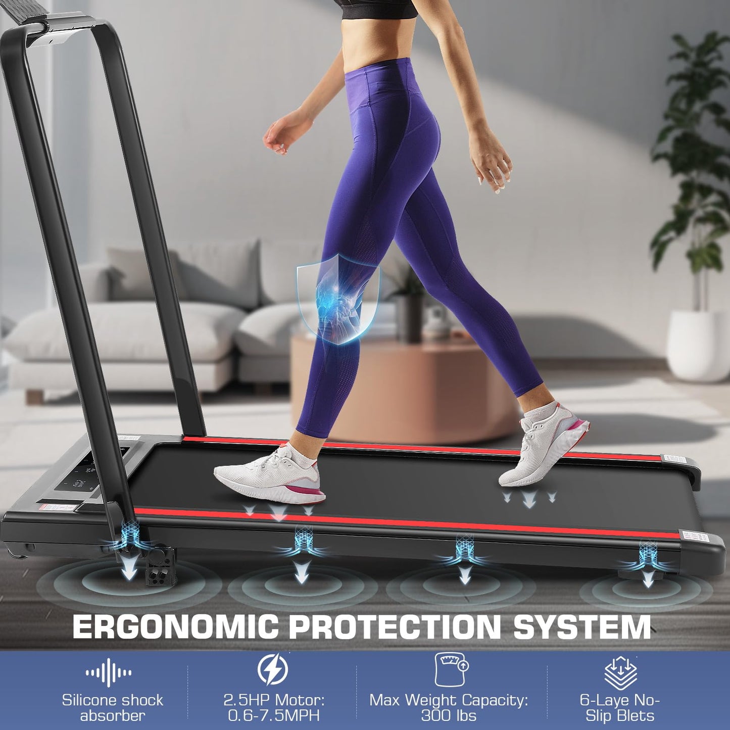 ANCHEER Under Desk Treadmill with Incline, 300lbs Capacity, 2.5HP Folding Treadmill for Home/Office, 3 in 1 Foldable Design with Remote Control, Black