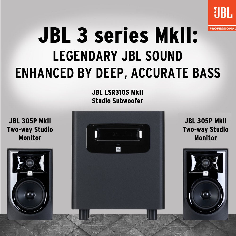 JBL Professional 305PMkII 5-Inch 2-Way Powered, Active Monitor Speaker for Near Field Music Production, Studio Monitor, Desktop Computer, Hi-Fi Audio. Sold Individually, Black