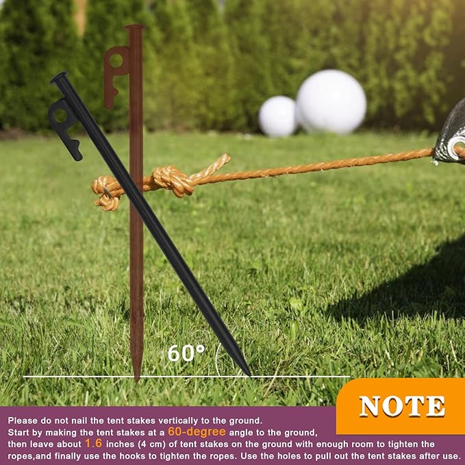 10 inch Tent Stakes,Metal Heavy Duty Camping Stakes for Outdoor Canopy and tarp ,10 Pack with Portable Bag