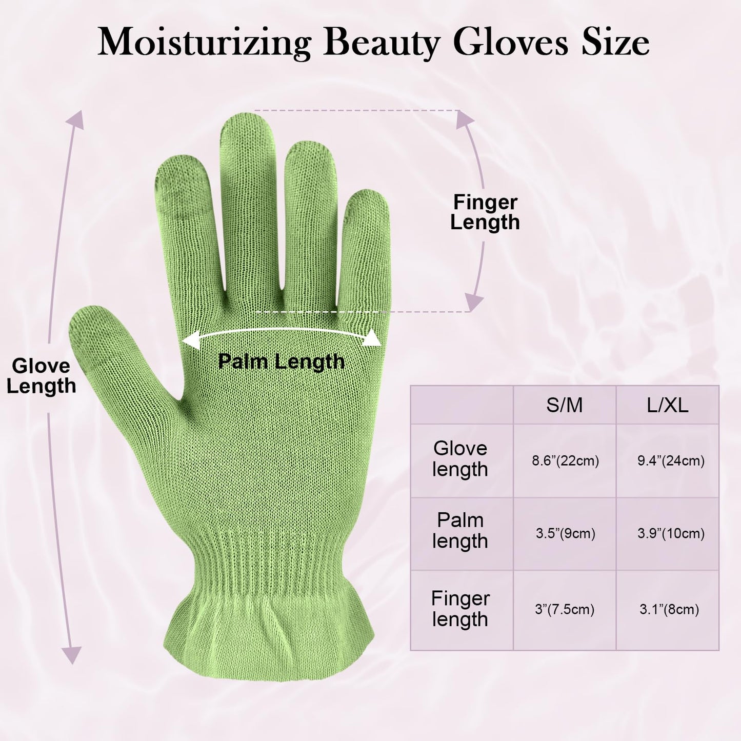 MIG4U Moisturizing Beauty Gloves Touchscreen Overnight Sleeping Glove for Women Dry Hands, Nighttime Lotion, Eczema, SPA, Cosmetic Treatment, Apple Green 3 Pairs Size L/XL