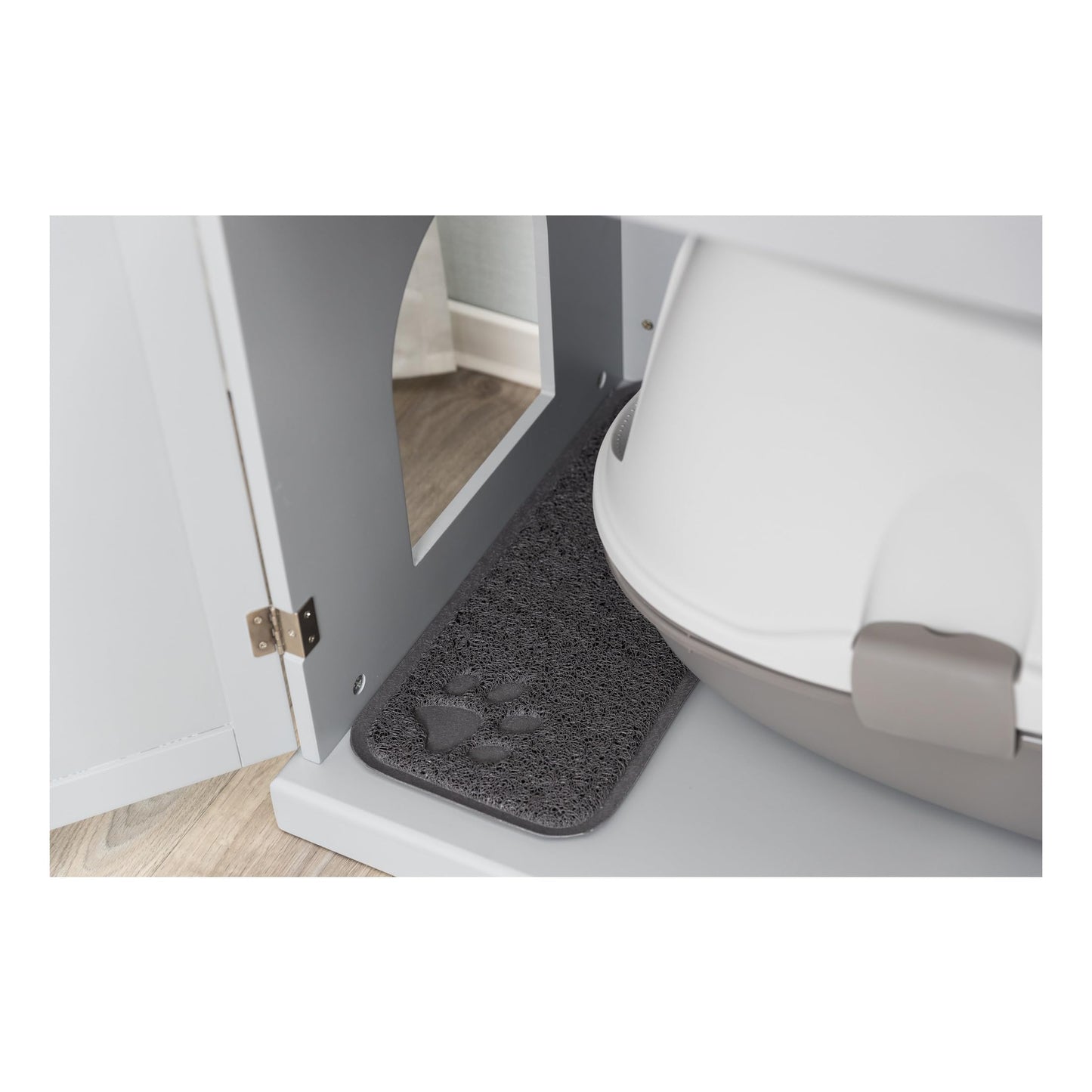TRIXIE XL Wooden Litter Box Enclosure (Gray), Hidden Litter Box for Cats Furniture-Style, Openings on Either Ends & Large Ventilations Slots, Double Doors for Easy Cleaning, Built-in Drawer