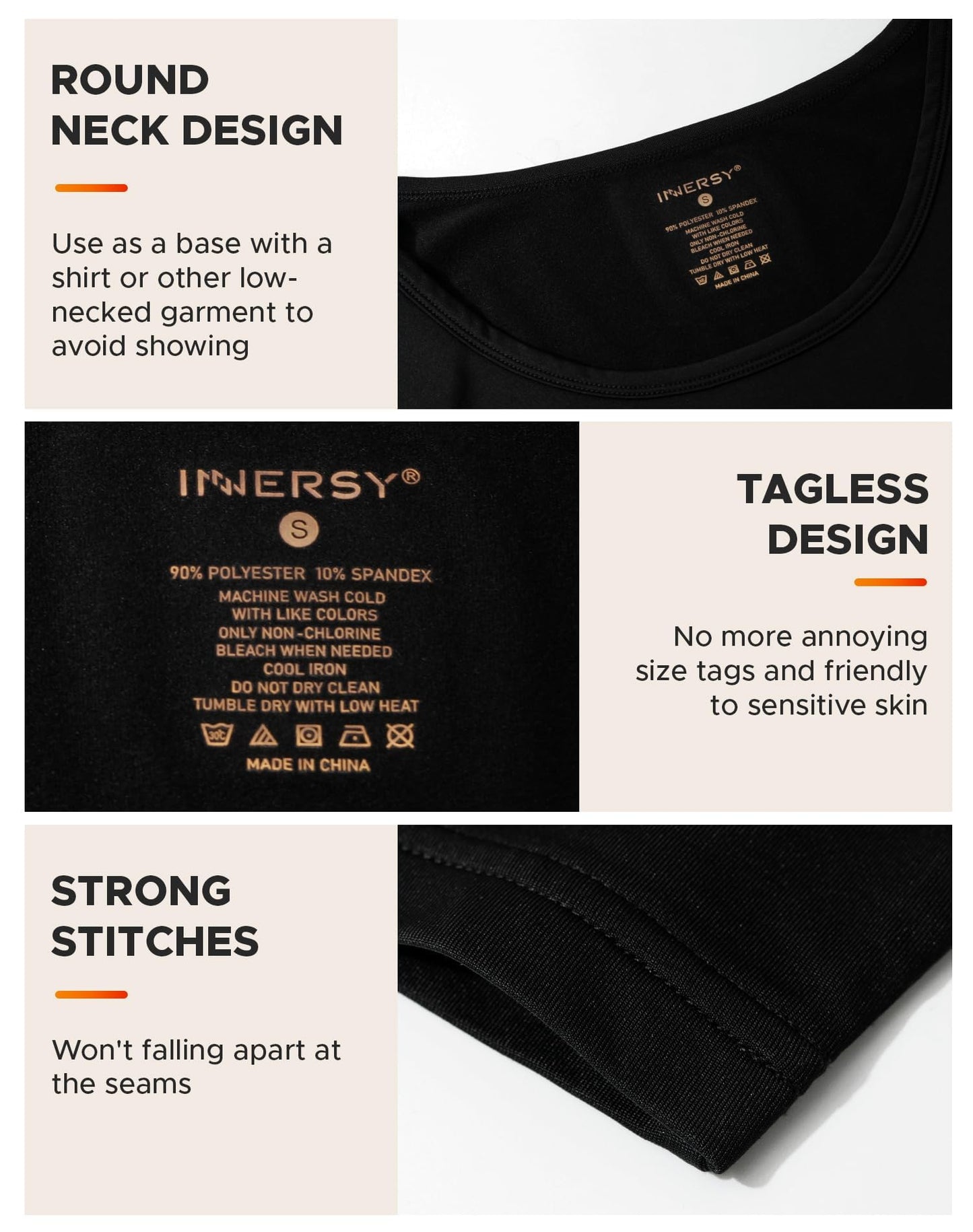 INNERSY Women's Thermal Undershirts for Cold Winter Outdoor Base Layer Thermal Tops Undershirts(X-Large, Black)