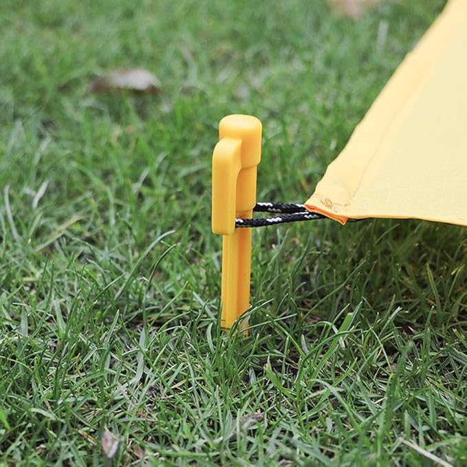 8pcs Outdoor Camping Tent Stakes Pegs Pins Trip Plastic Tent Nails Yellow Tent Accessories