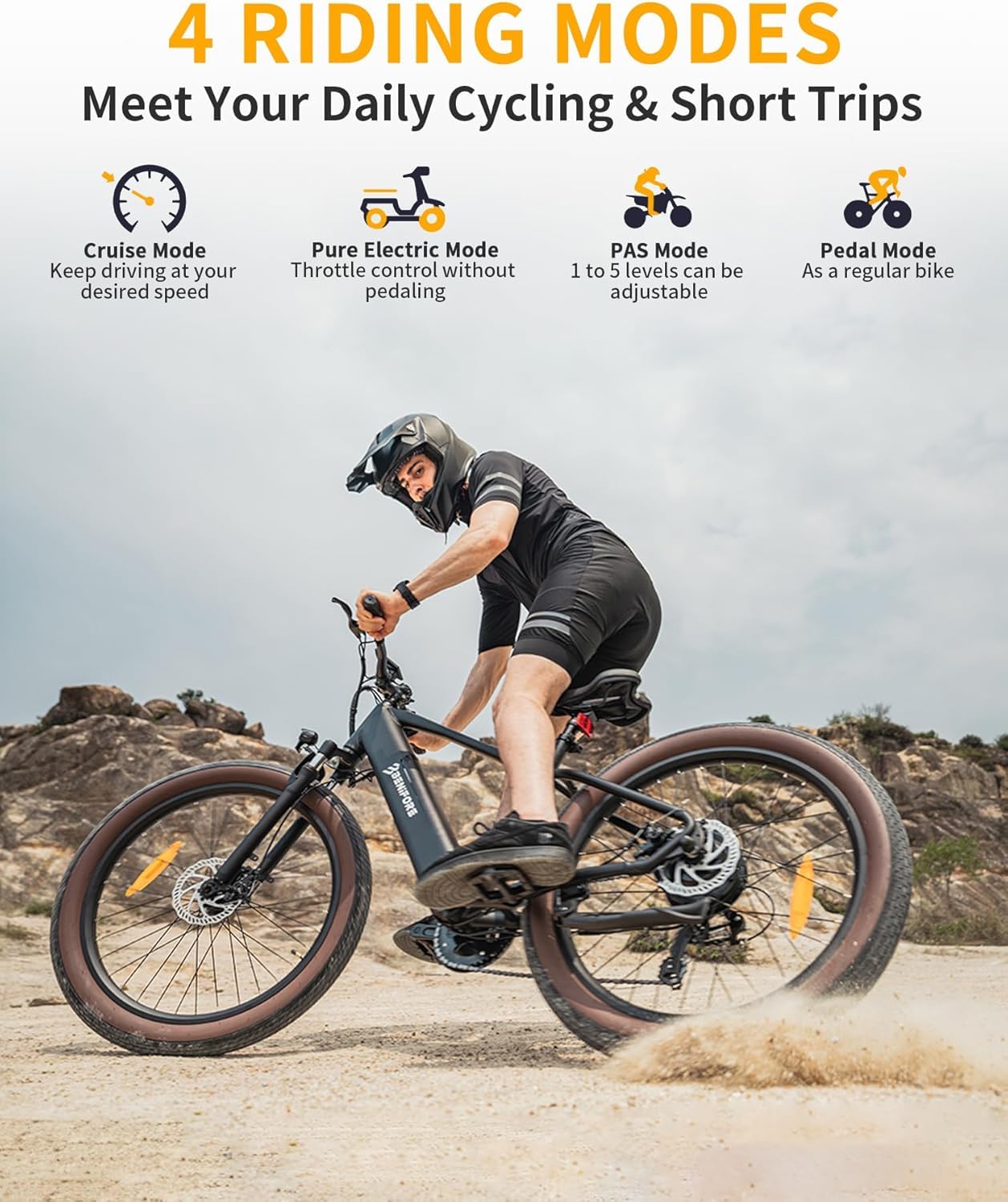 BENIFORE C26 Electric Bike for Adults 1400W Peak, 28MPH 72 Miles 48V 720Wh Removable Battery Electric Mountain Bike, 26"*3.0" Fat Tire Mountain Ebikes with Hydraulic Suspension, UL Certified