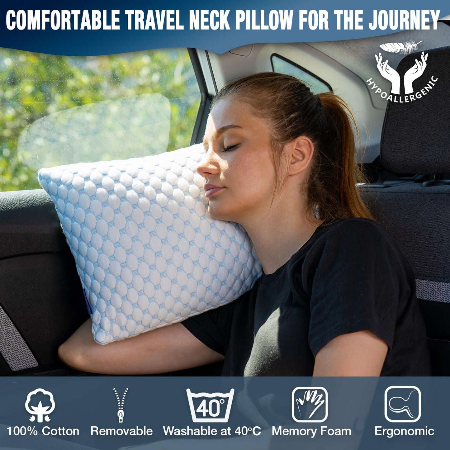 alkamto Cooling Shredded Memory Foam Pillow for Travel and Camping – Adjustable Gel for Personalized Support – Double-Sided Ice Silk & Soft Rayon – Lightweight, Compressible (White) (Travel)