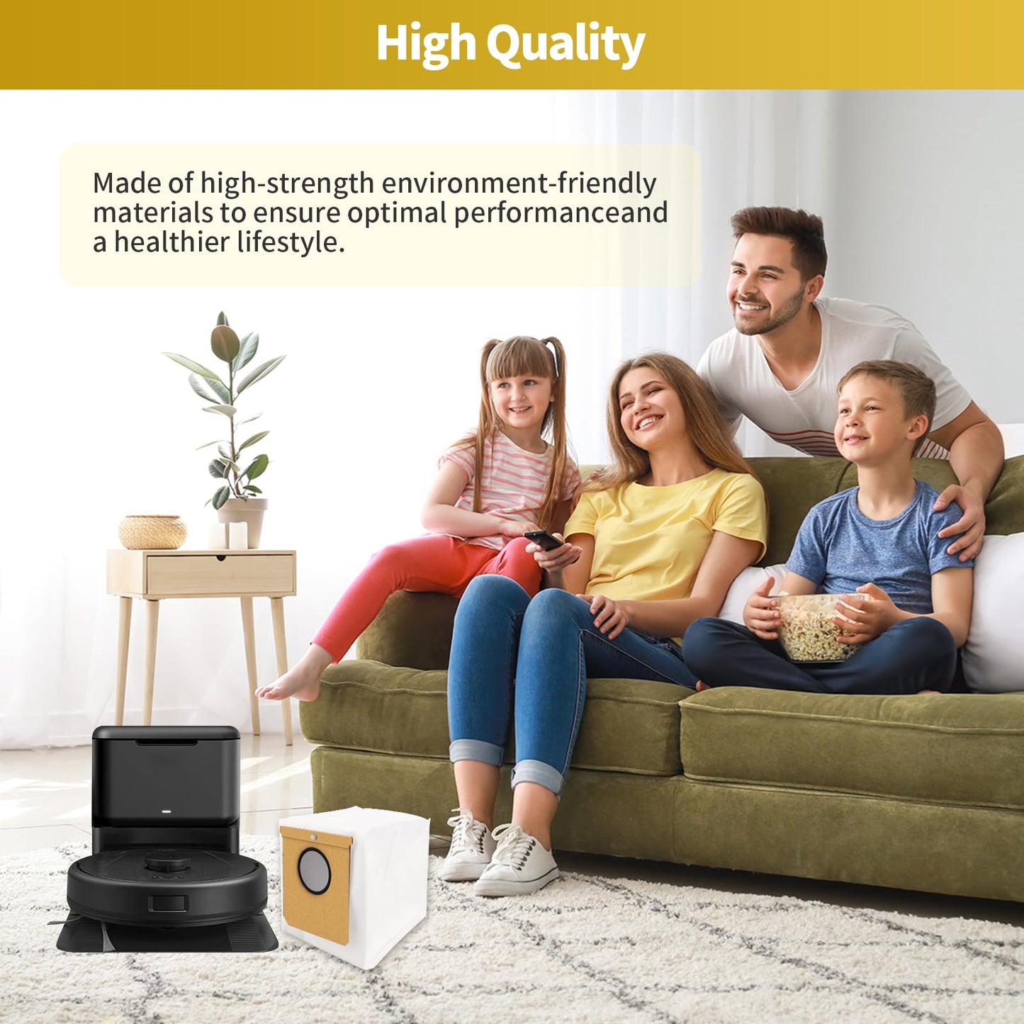 10 Pcs Dust Bag Replacement for Eufy L50, L60 Vacuum Cleaner Self-Empty Station,for Eufy L50SES/ L60 SES, Dust Bag for Conga Home 1000,8090 Ultra,9090AI, Haier H9 Plus Vacuum Cleaner