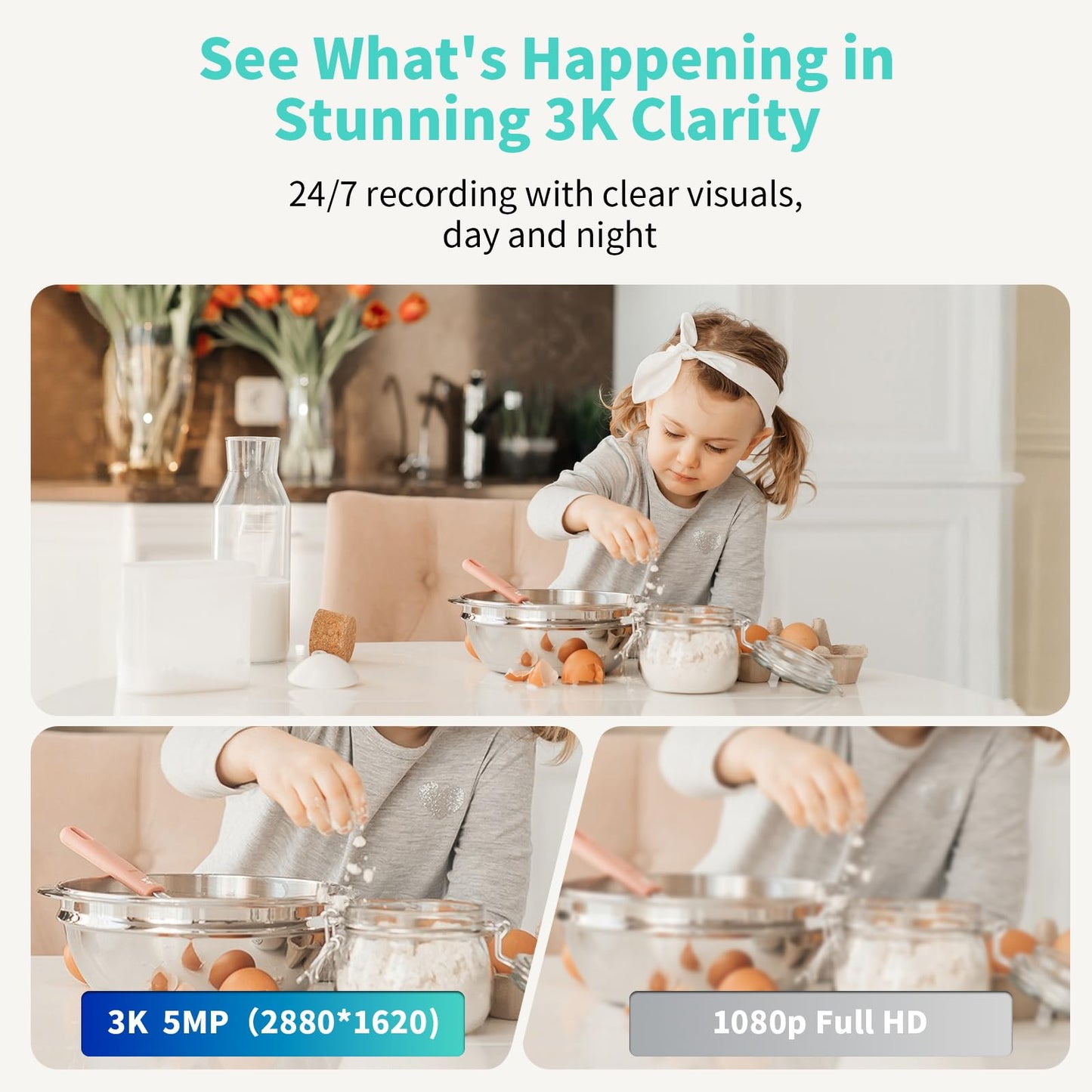 Alaga Indoor Security Camera 3K,Baby Monitor,Human Pet Motion for Home Security, 5G and 2.4G WiFi,Night Vision, Speaker,Compatible with Alexa and Google Assistant