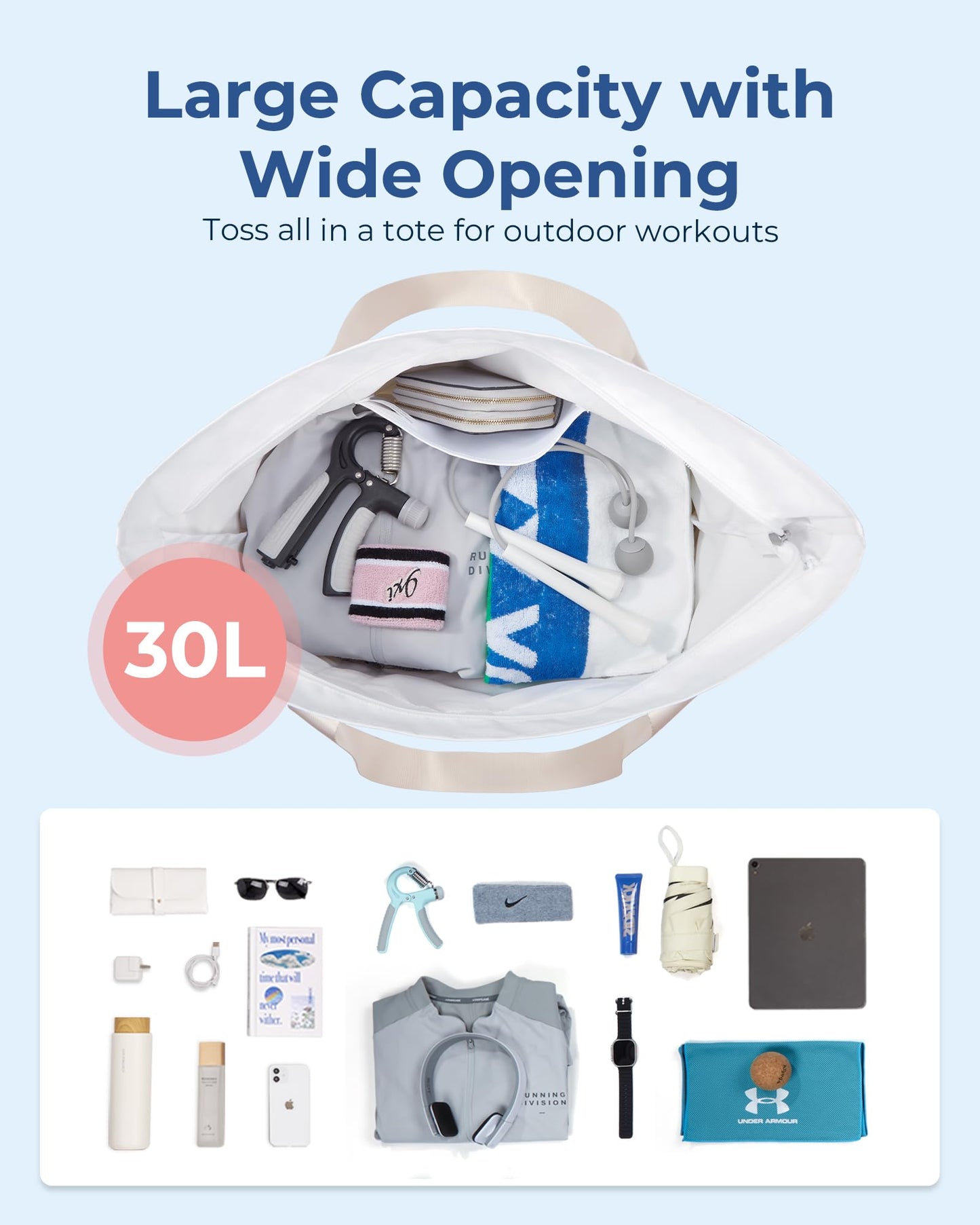 BAGSMART Tote Bag for Women, Foldable Tote Bag With Zipper Large Handbags Shoulder Bag Commuter bag for Travel/Work/Sport, Green