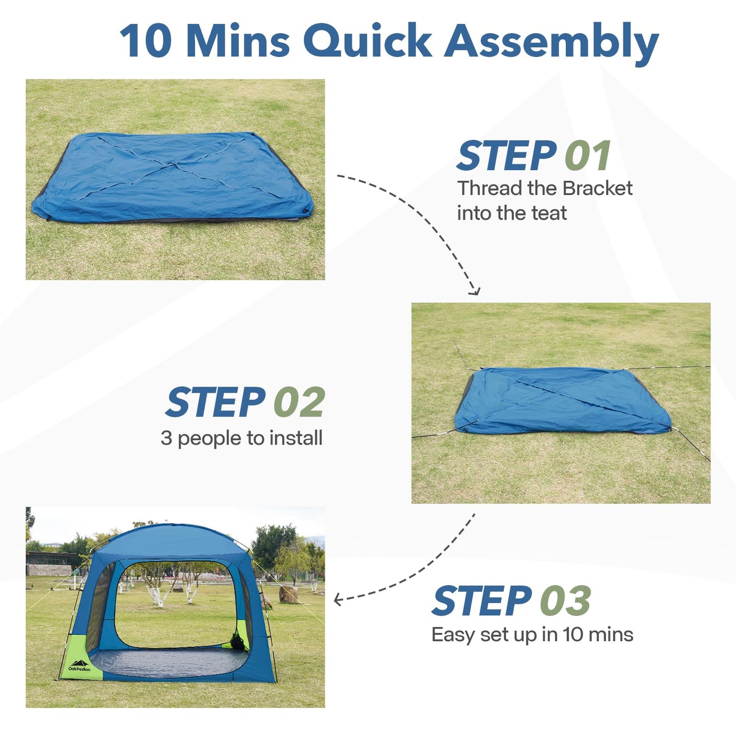 OakPedion 10 X 10ft Screen House Room for Camping, Screened Mesh Net Wall Canopy Tent, UPF 50+ Screen Tent with Floor for Patios Outdoor Camping Activities