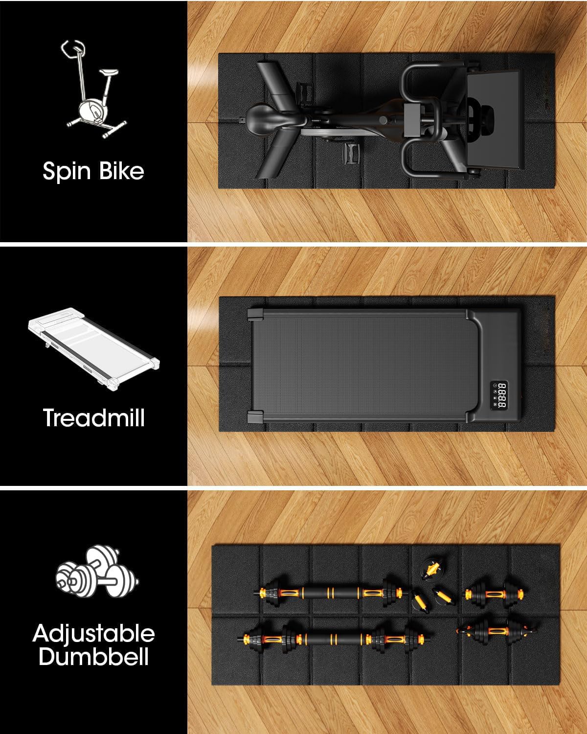 Walking Pad Treadmill Mat for Carpet Floors 68x24, 1/4“Thick Treadmill Mat for Hardwood Floors,Mat for Under Treadmill/Indoor Bike on Carpet, Exercise Equipment Mat, Waterproof, Noise Shock Absorption