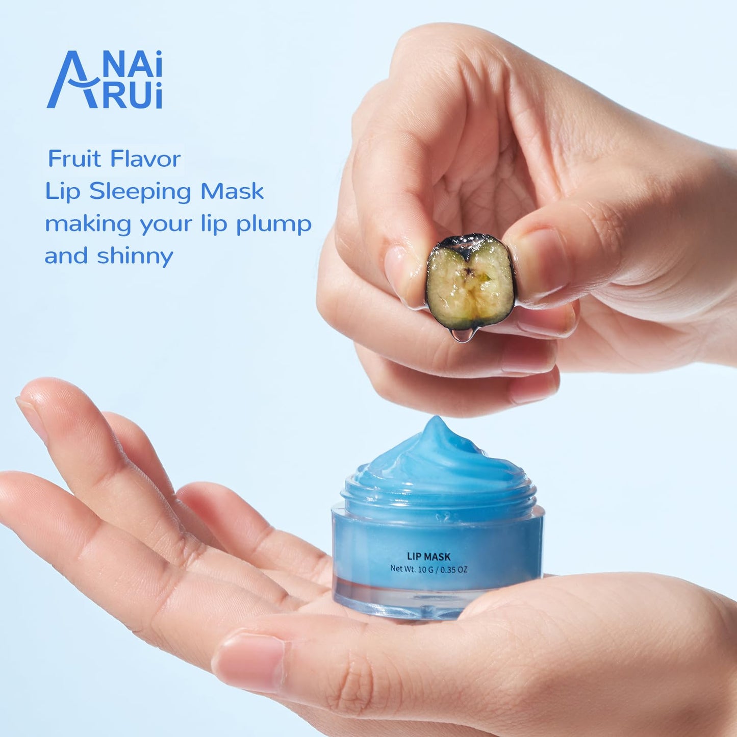 ANAI RUI Lip Therapy Set, Lip Scrub & Lip Mask, Overnight Moisturizing Lip Care Kit, Suagr Lip Exfoliator and Lip Sleeping Mask for A Soft Lips, Lip Gift Set for Dry, Chapped, Dark Lips, Blueberry