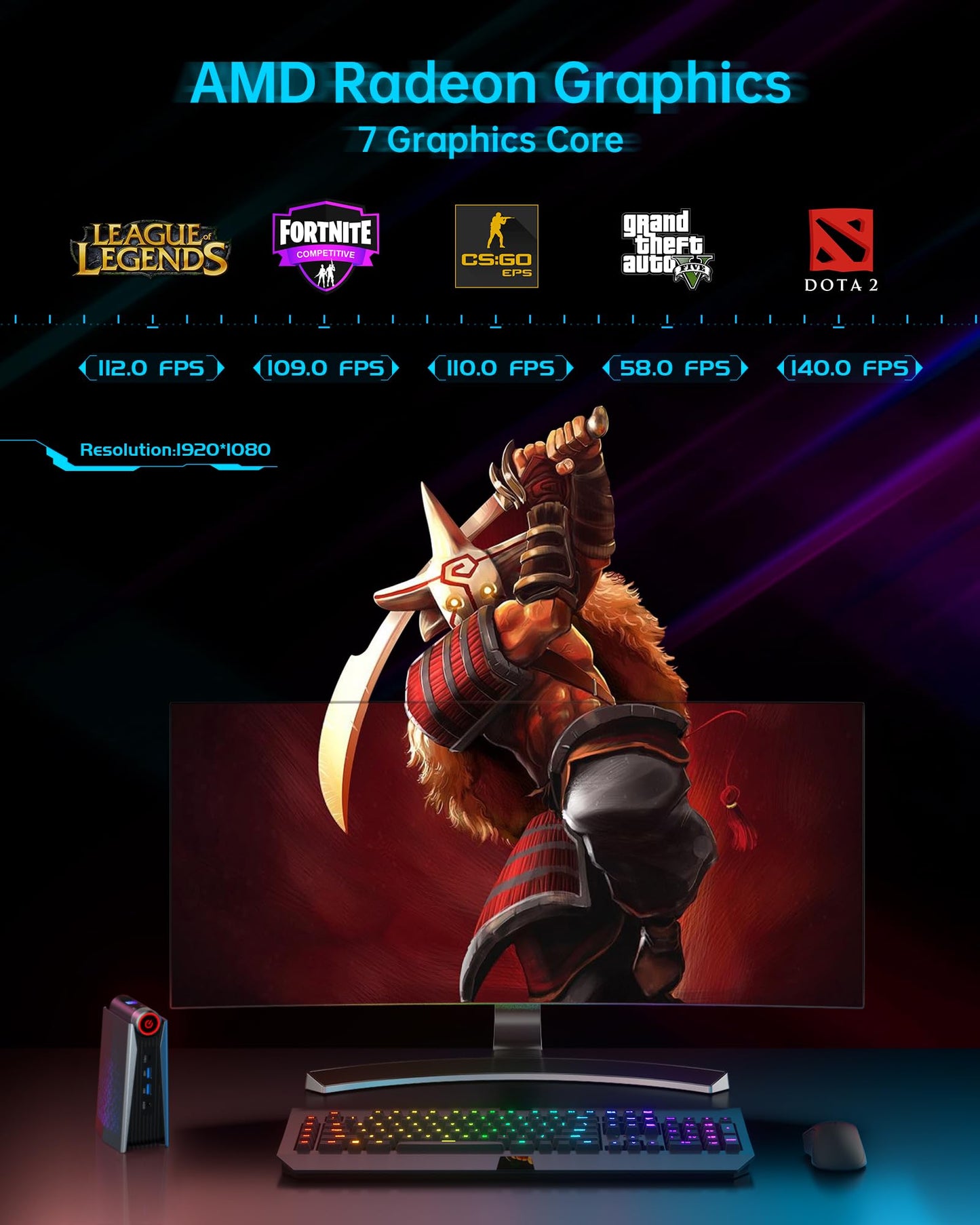 ACEMAGICIAN [Gaming PC Ryzen 7 5875U Mini PC(up to 4.5Ghz), 16GB DDR4 512GB NVME SSD Mini Desktop Computer, Mini Computers [WiFi6/BT5.2] [4K UHD/RGB Lights/3 Adjustable Mode PC Gaming