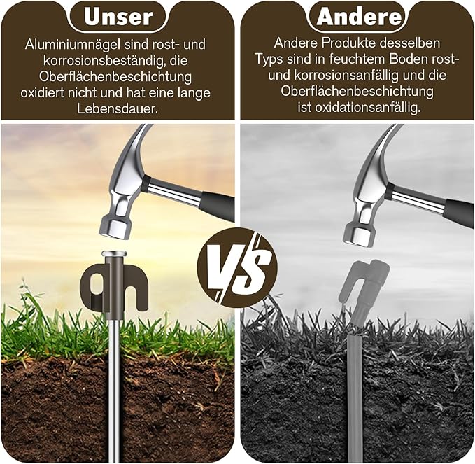 14 Pack Heavy Duty Outdoor Camping Tent Pegs, Aluminum Tent Pegs, Rust and Corrosion Resistant, Suitable for Garden, Camping, Outdoor Hiking, Fishing and Camping Tents.