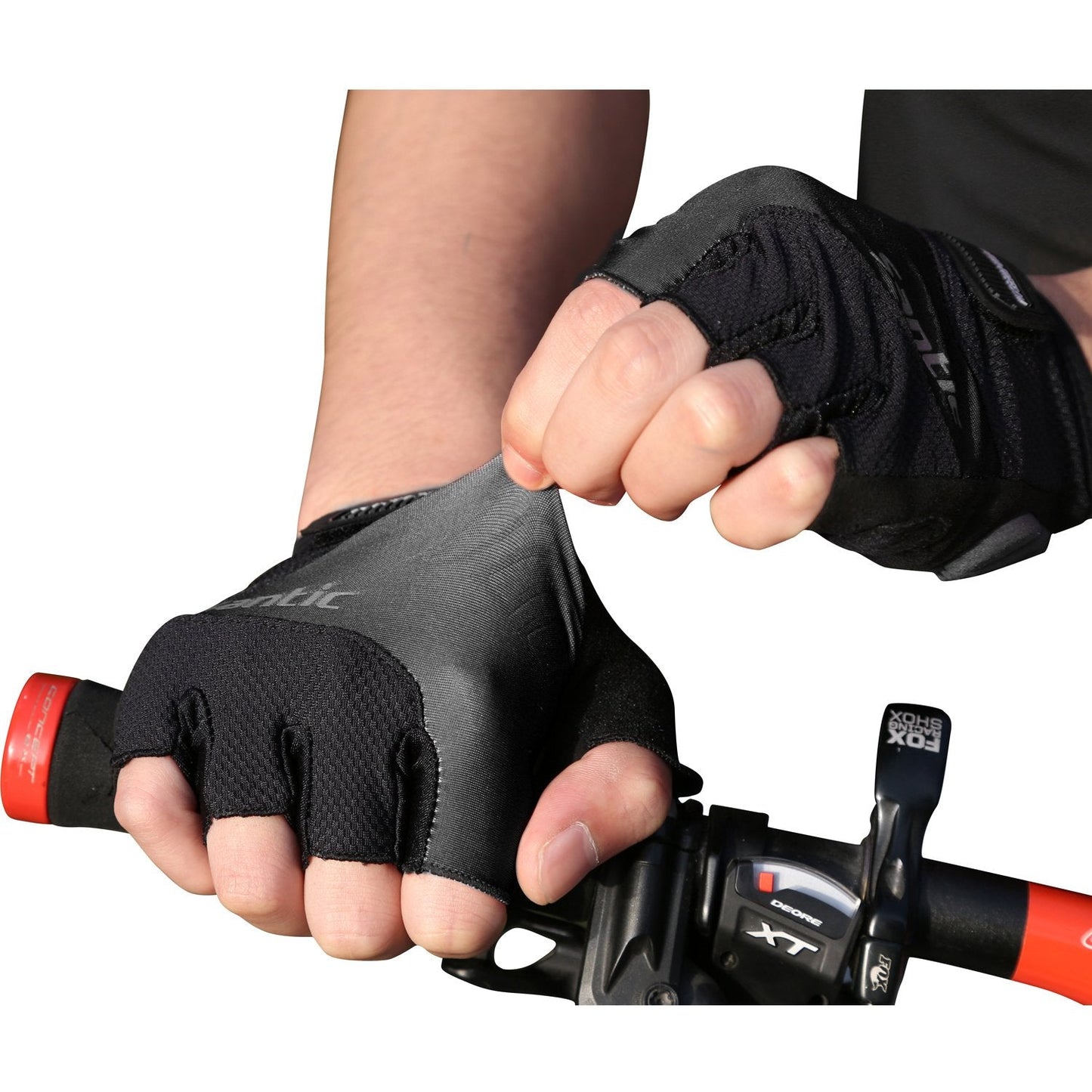 Santic Classic Fingerless Cycling Gloves with Shock-Absorbing Foam Pad Breathable Half Finger Moutain Bike Bicycle Riding Gloves for Men and Women Black S