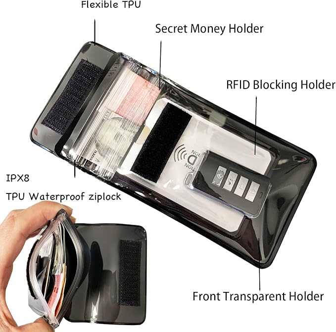 Armband Waterproof wallet Floating Surf Car Key Fob Case Beach dry bag ankle Waterproof Pouch Holder For GPS Key Money Credit Vaccine Card Driver License ID Badge (Pink)