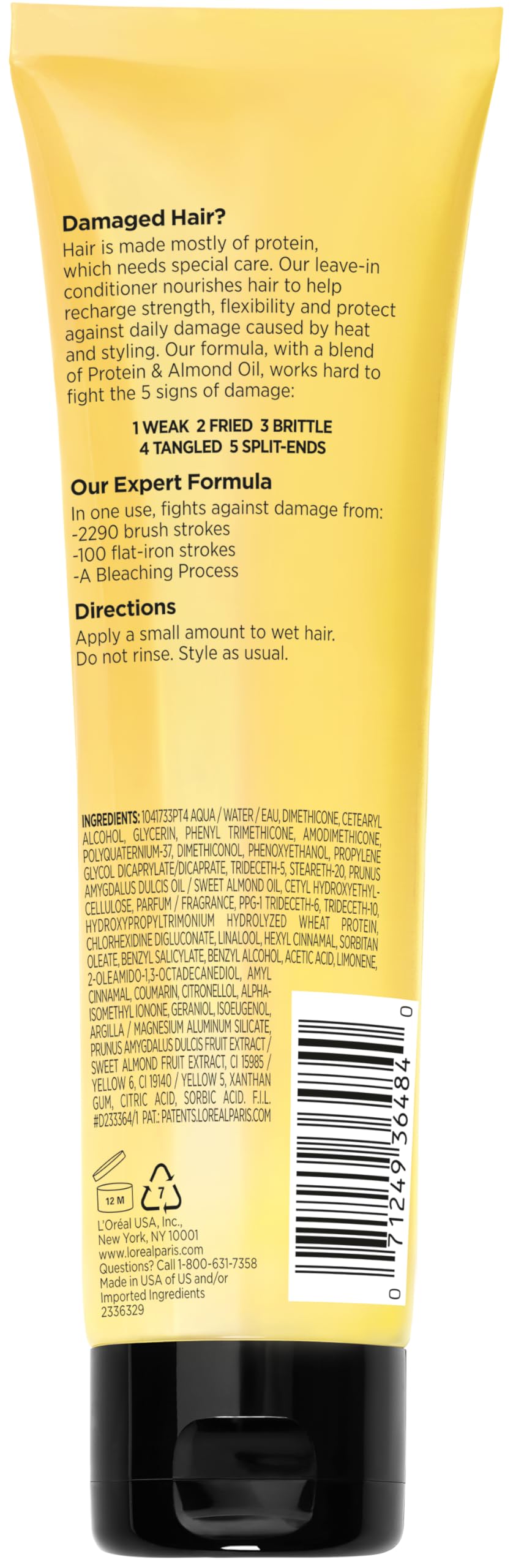 L'Oreal Paris Elvive Total Repair 5 Protein Recharge Leave In Conditioner Treatment and Heat Protectant, 5.1 Ounce