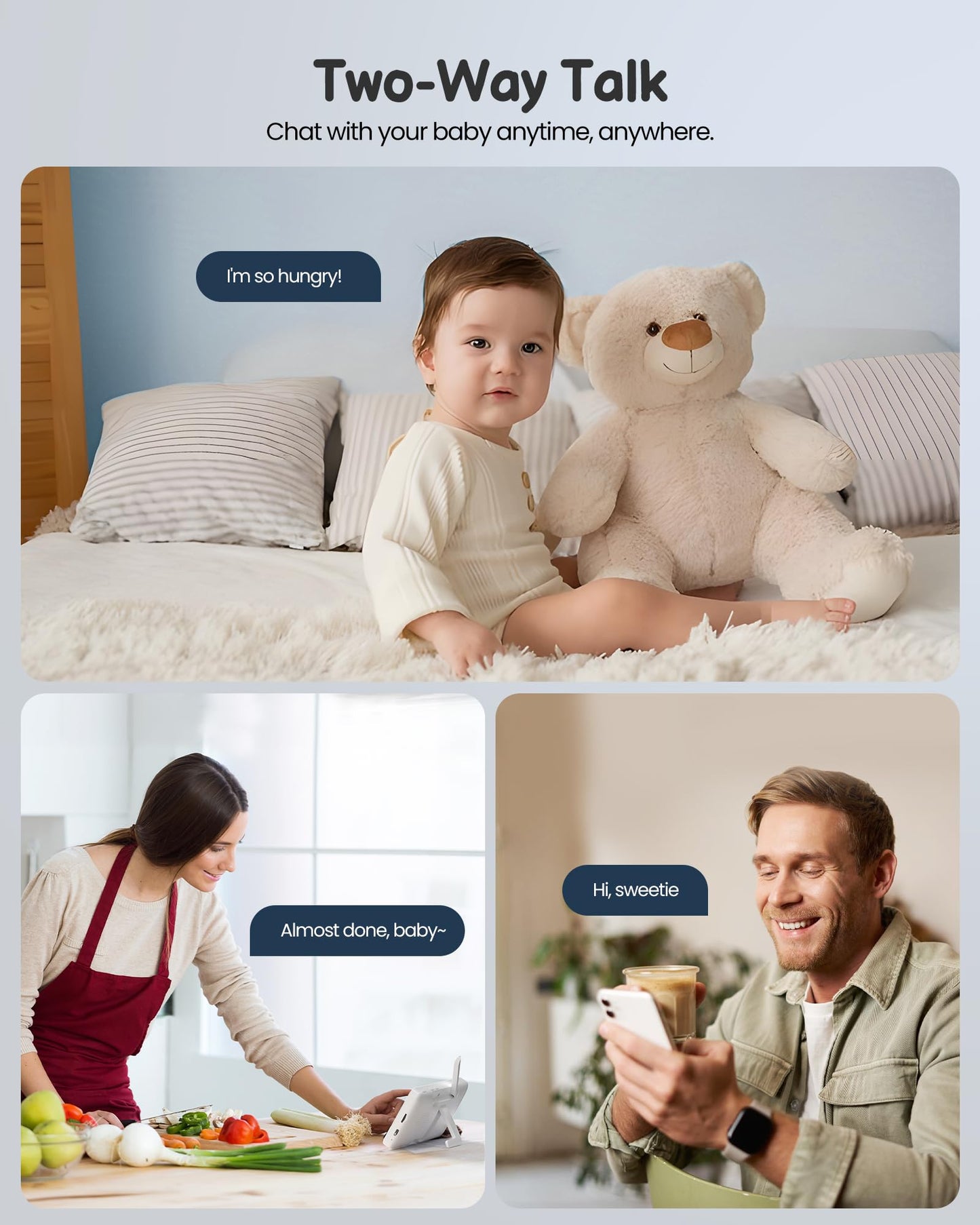 Baby Monitor with Camera and Audio WiFi/No WiFi: Baby Monitor WiFi Smartphone APP Control NightVision 4.3' Screen Smart Video Baby Monitor with Remote PTZ 2-Way Talk Motion & Cry Alert(Only 2.4G WiFi)