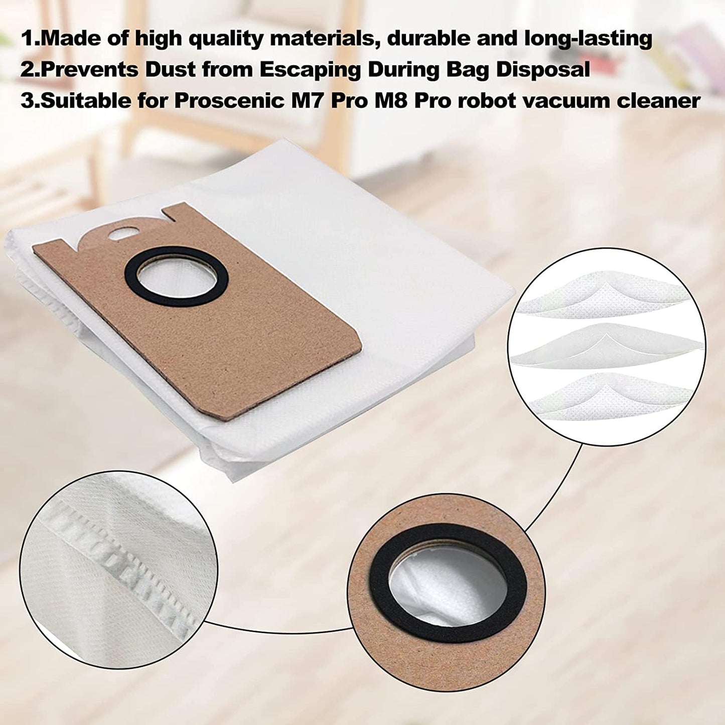 10 Pack Dust Bags for iHome AutoVac Nova S1 Pro, iHRVS1PRO-3BLK, iHRV6-BLK, iHRV7-SLK, iHRV13-BLK,iHRV14-BLK Robot Vacuum Replacement Accessory Parts