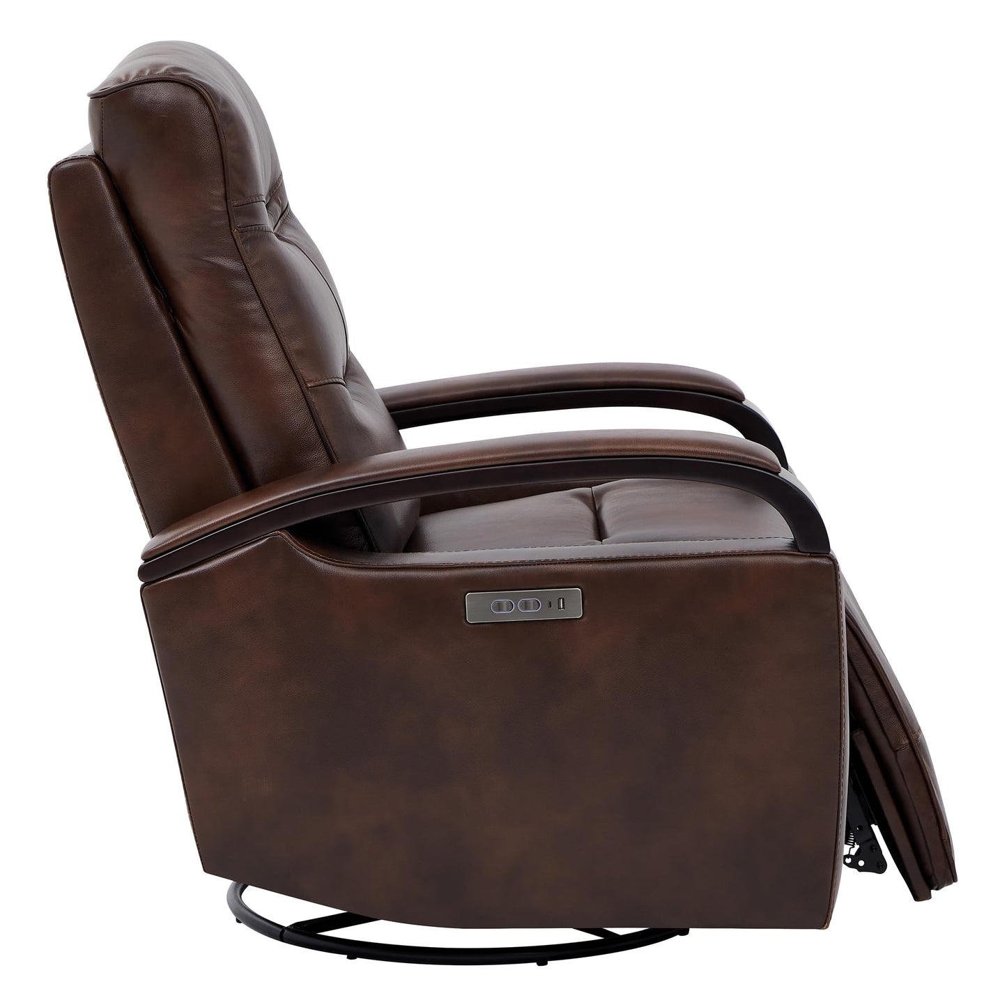 CHITA Genuine Leather Power Swivel Glider Rocker Recliner, FSC Certified Mid Century Modern Recliner Chair for Adults, Adjustable Power Headrest, for Nursery and Living Room, Cognac Brown