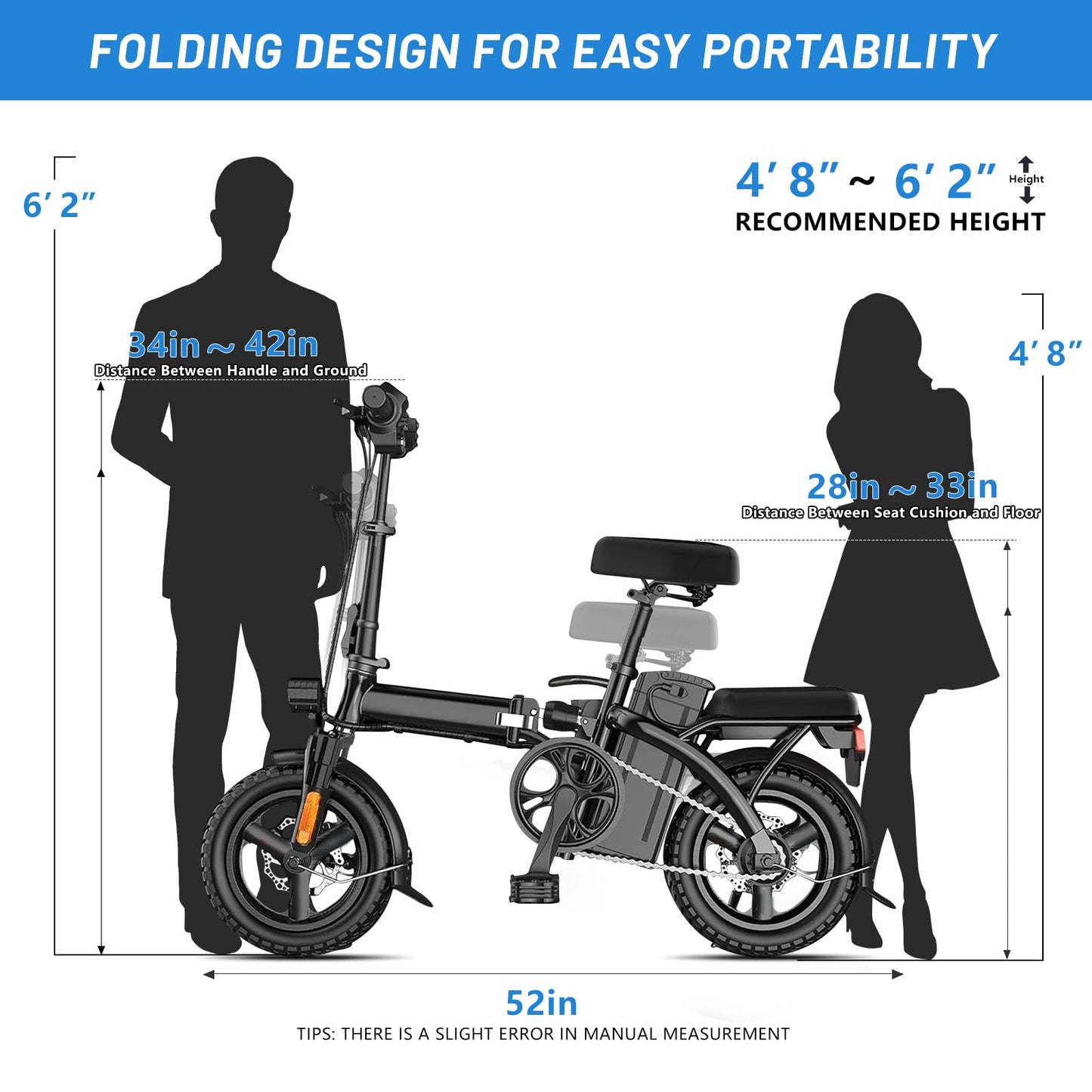 APYEAR Electric Bike for Adults, Ebike, Electric Bicycle with 576WH Removable Battery,14"/20" Folding Ebike, 20MPH,20+ Miles(MAX),500W High Motor,Multi-Shock Absorption,UL 2849,Commuting Mini E Bikes