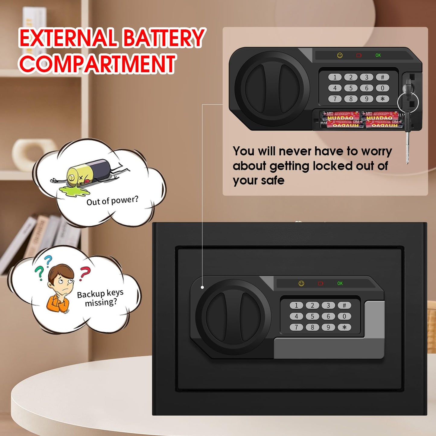 1.2 Cub Small Fireproof Safe for Home, Personal Fire Safe Box with Digital Keypad Key and Removable Shelf, Small Security Box for Money Firearm Medicine Valuables