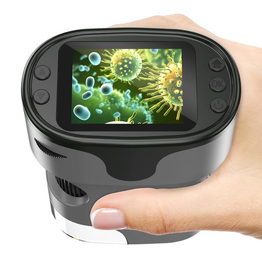 1000X Handheld Microscope for Kids 4K 2.0" Screen Rechargeable Mini Pocket Digital Microscopes w/Slides Kit Portable Edu Gift Age 4-6 8-12 Children Students (Grey)