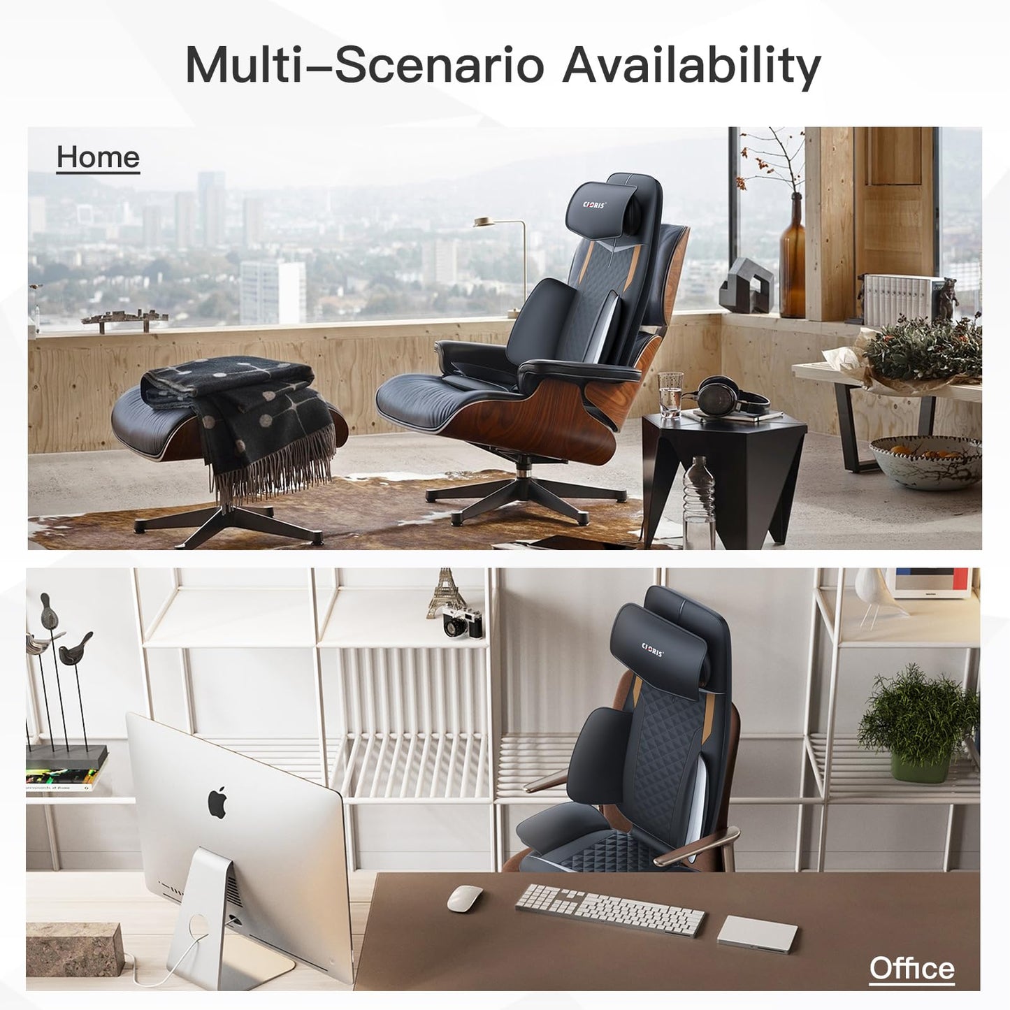 CLORIS Neck Back Massager with Heat, Automatic Adjustable Neckrest, 3D Shiatsu Compress & Rolling Massage Chair Pad for Full Body Relaxation, Home Office Chair Use, Gift for Family & Friends Blue